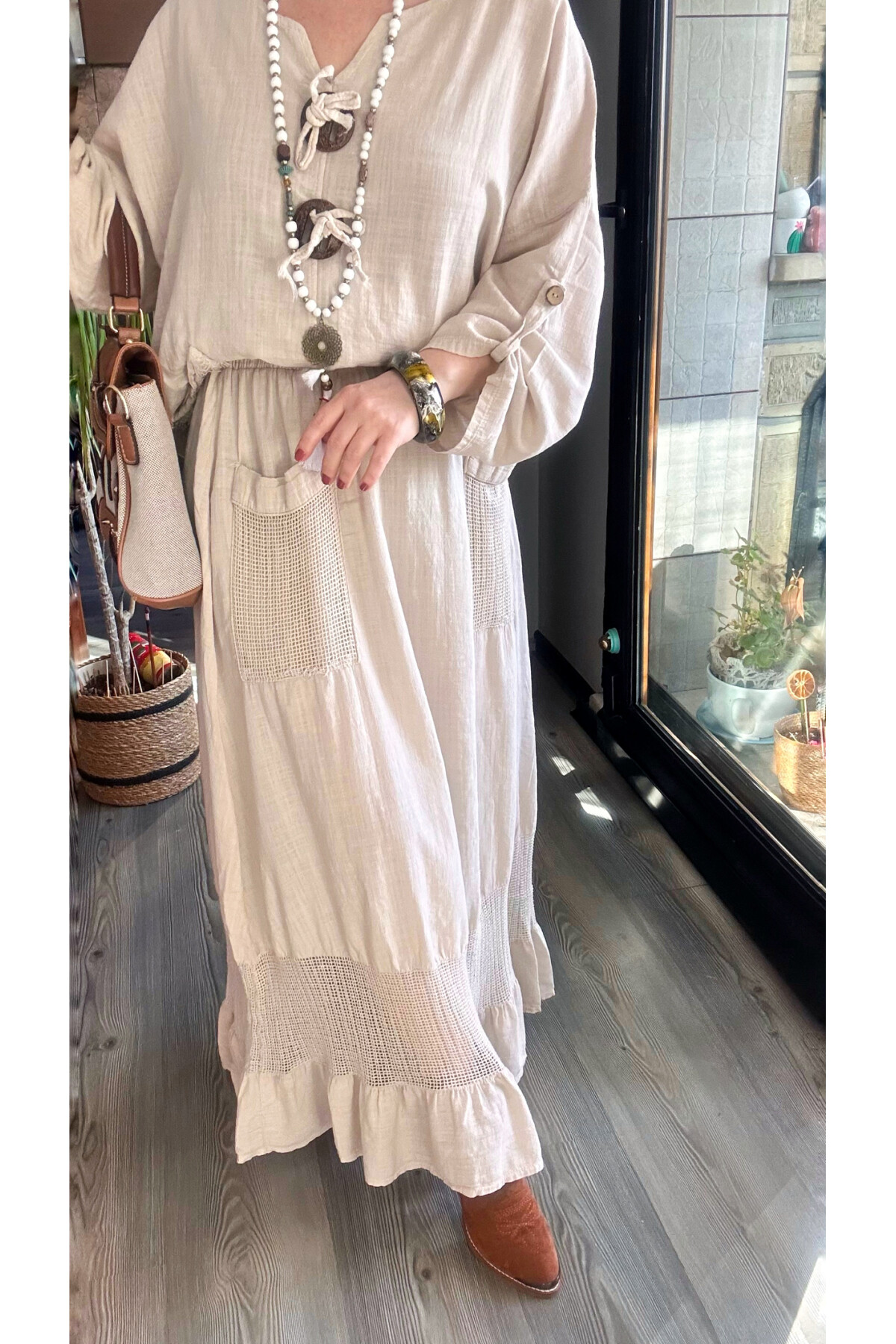 Pronto Vip Tasarım File Detay Etek Bluz Takım Taş