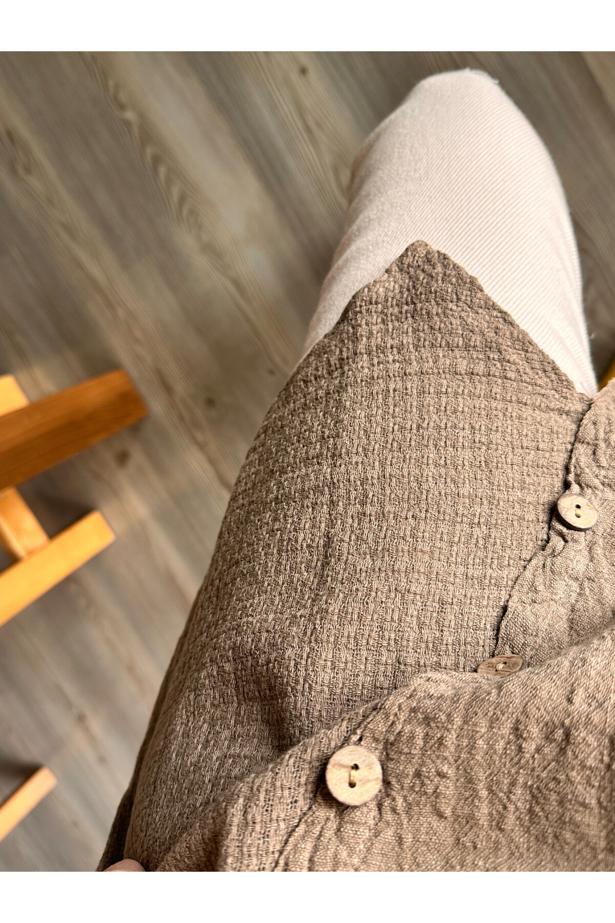 Rosas Tasarım Çapraz Düğme Detay Bluz Vizon