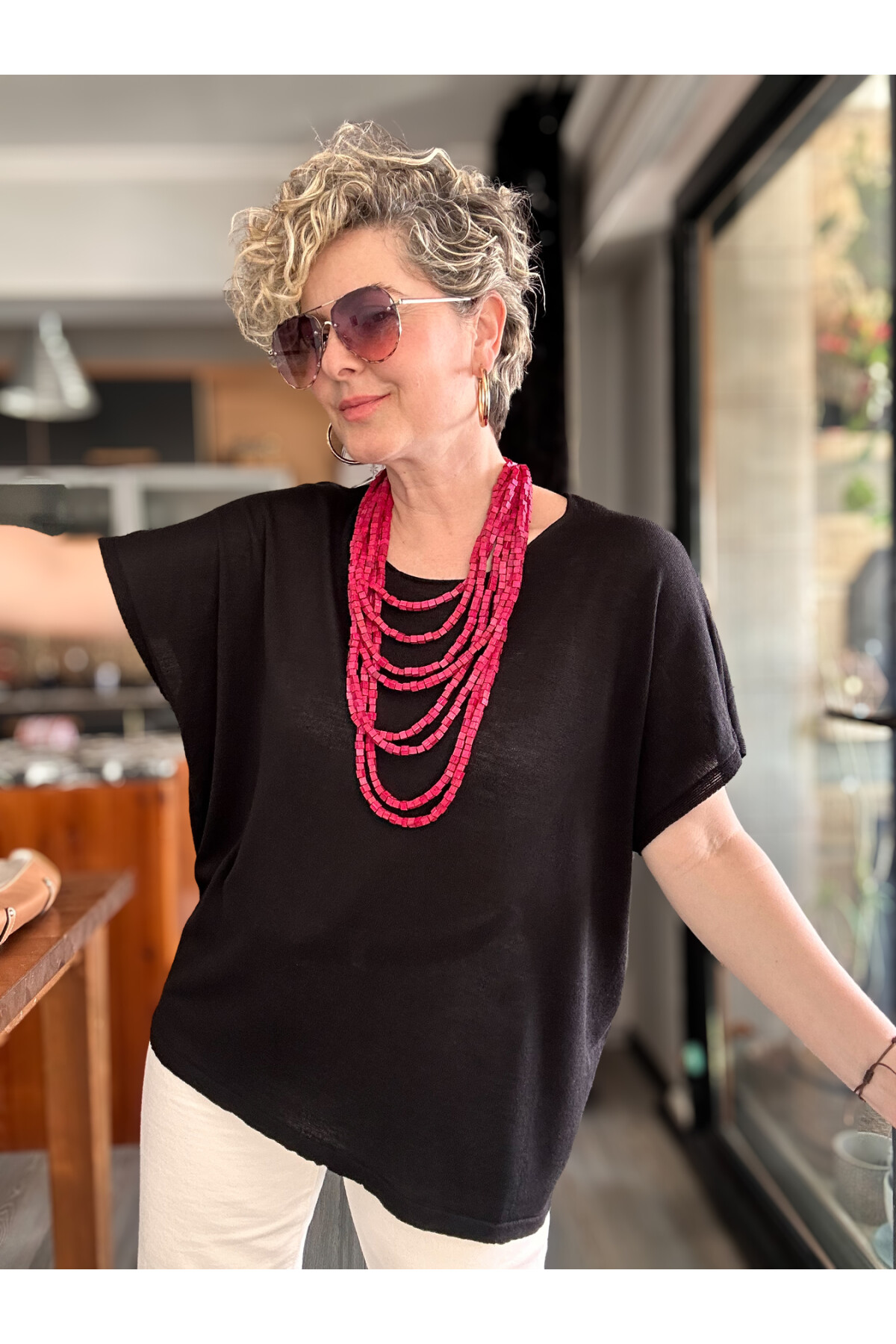 Salli Tasarım Viskon Bluz Siyah