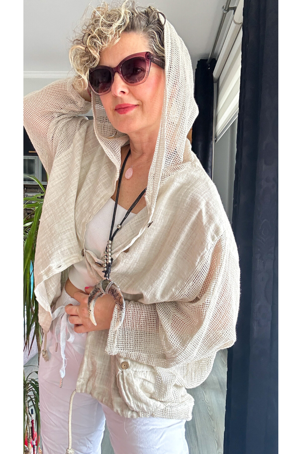 Silla File Detay Kapşonlu Ceket Bej