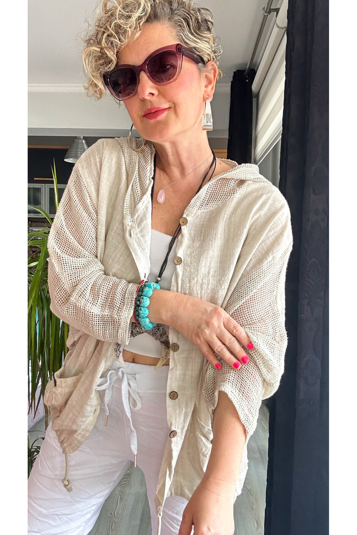 Silla File Detay Kapşonlu Ceket Bej