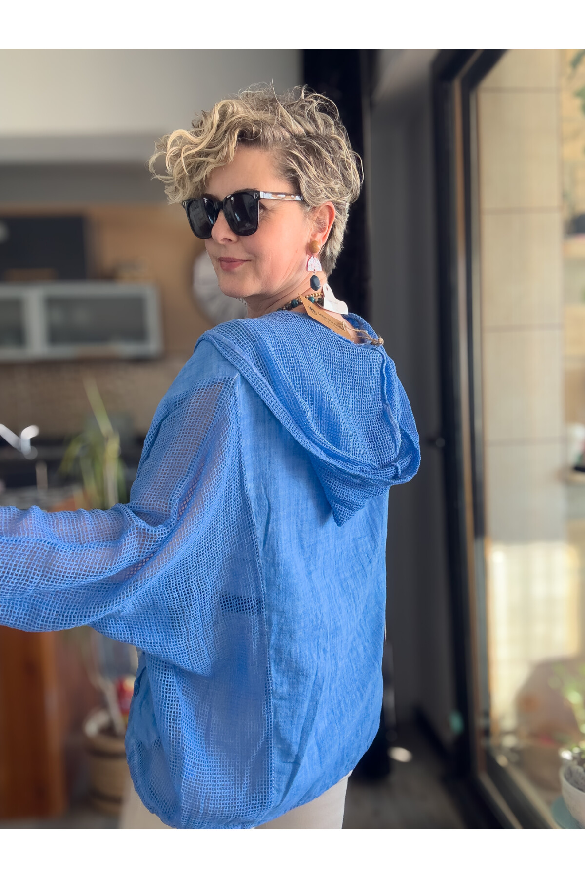 Silla File Detay Kapşonlu Ceket Mavi