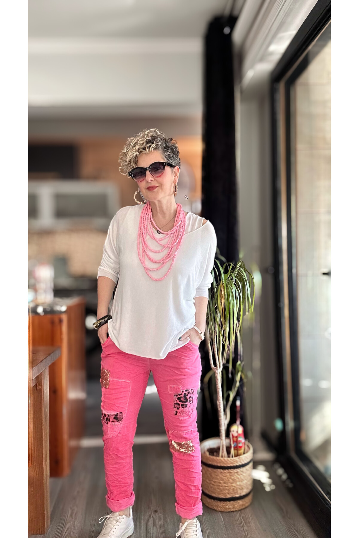 Sista Kolye Detay İtalyan Triko Bluz Bianco