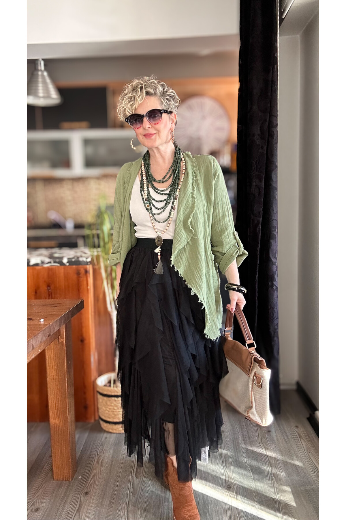 Urban Tasarım Volanlı Tül Etek Siyah