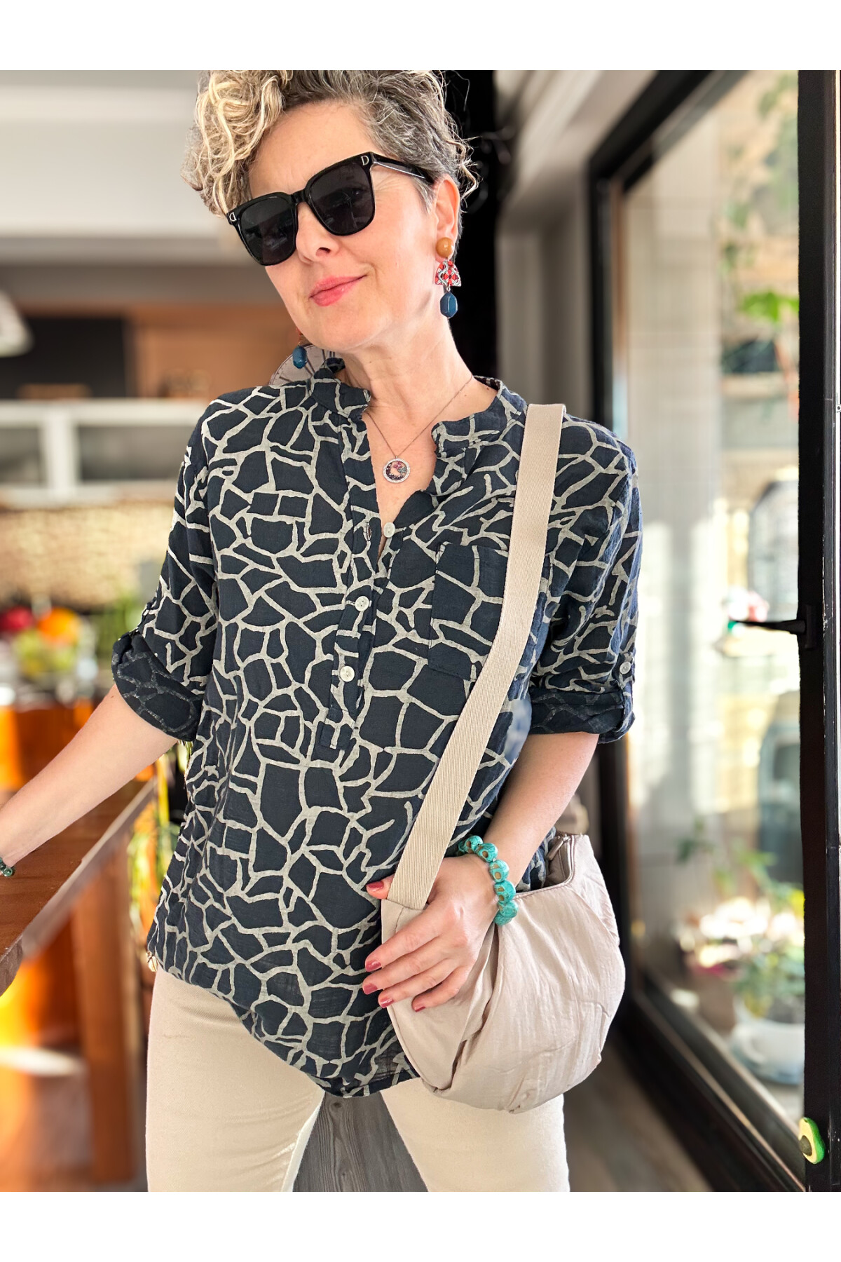 Valva Taş Desen İtalyan Gömlek Lacivert