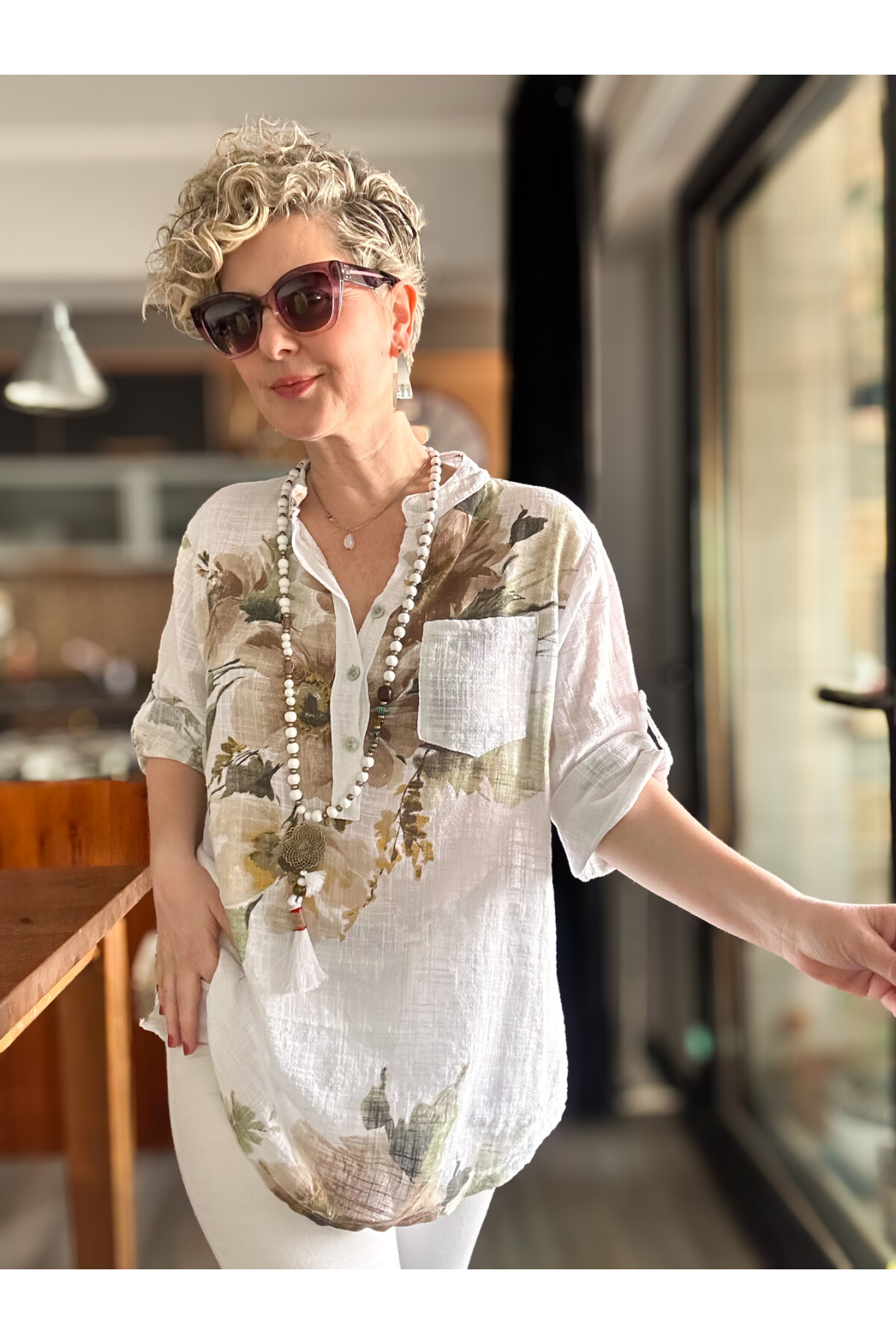 Zecca Buket Desen İtalyan Gömlek Beyaz