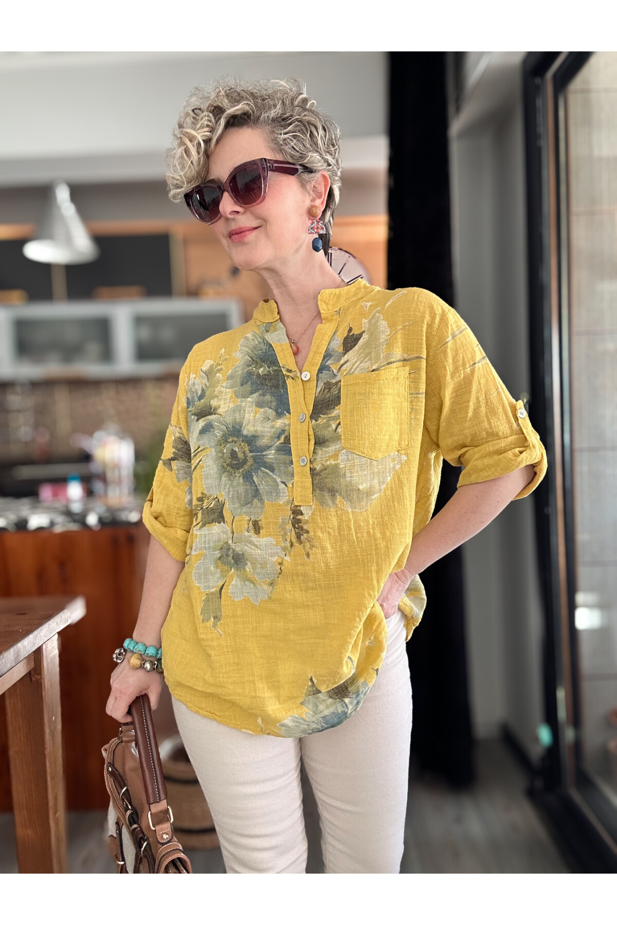 Zecca Buket Desen İtalyan Gömlek Sarı