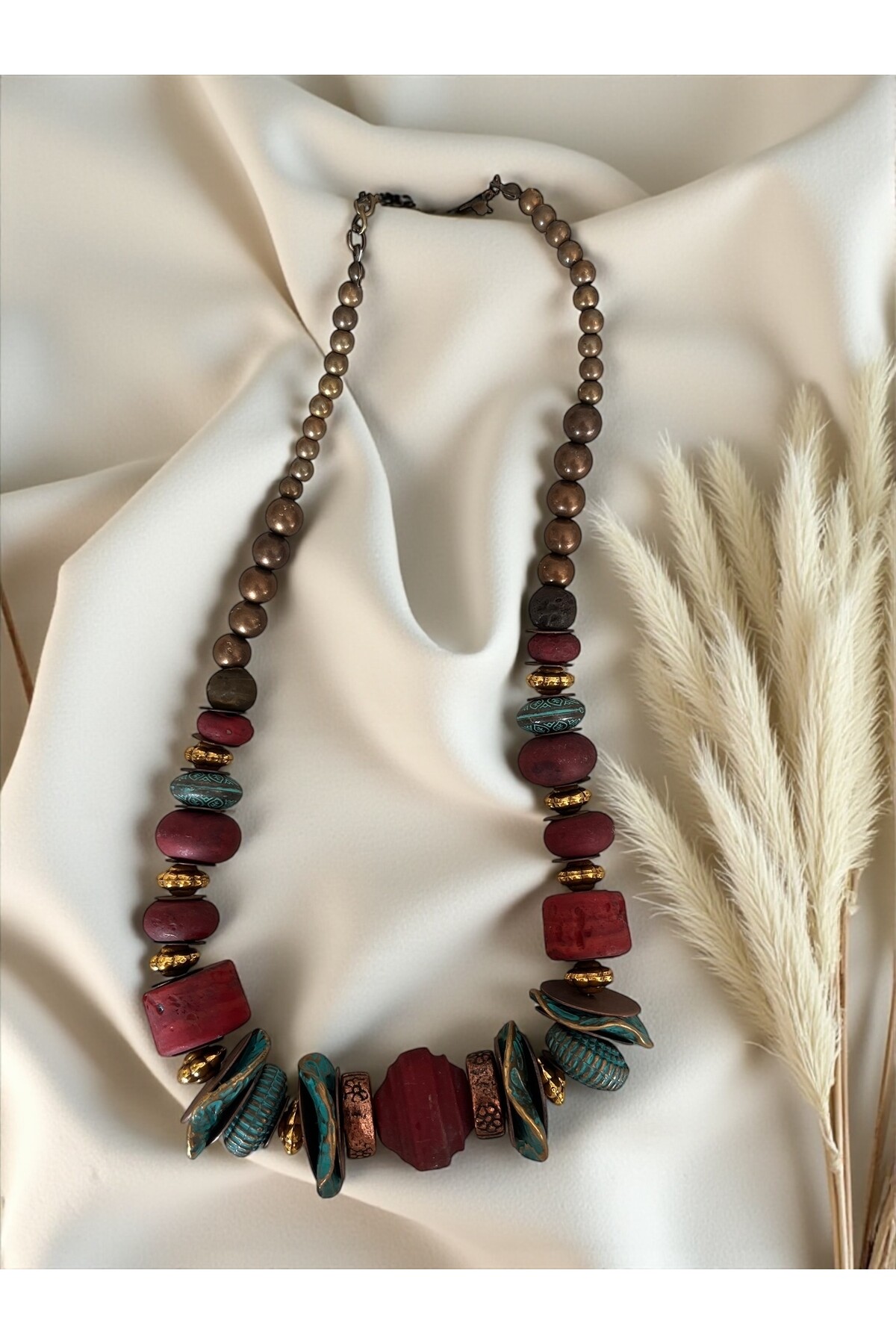 Arya Cam Boncuk Etnik Kolye