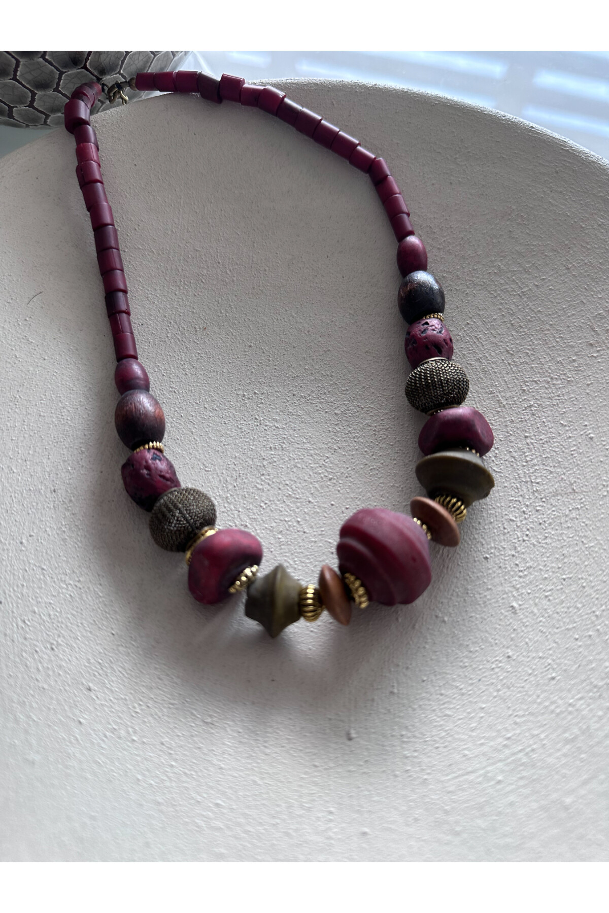 Aura Pirinç Cam Etnik Kolye