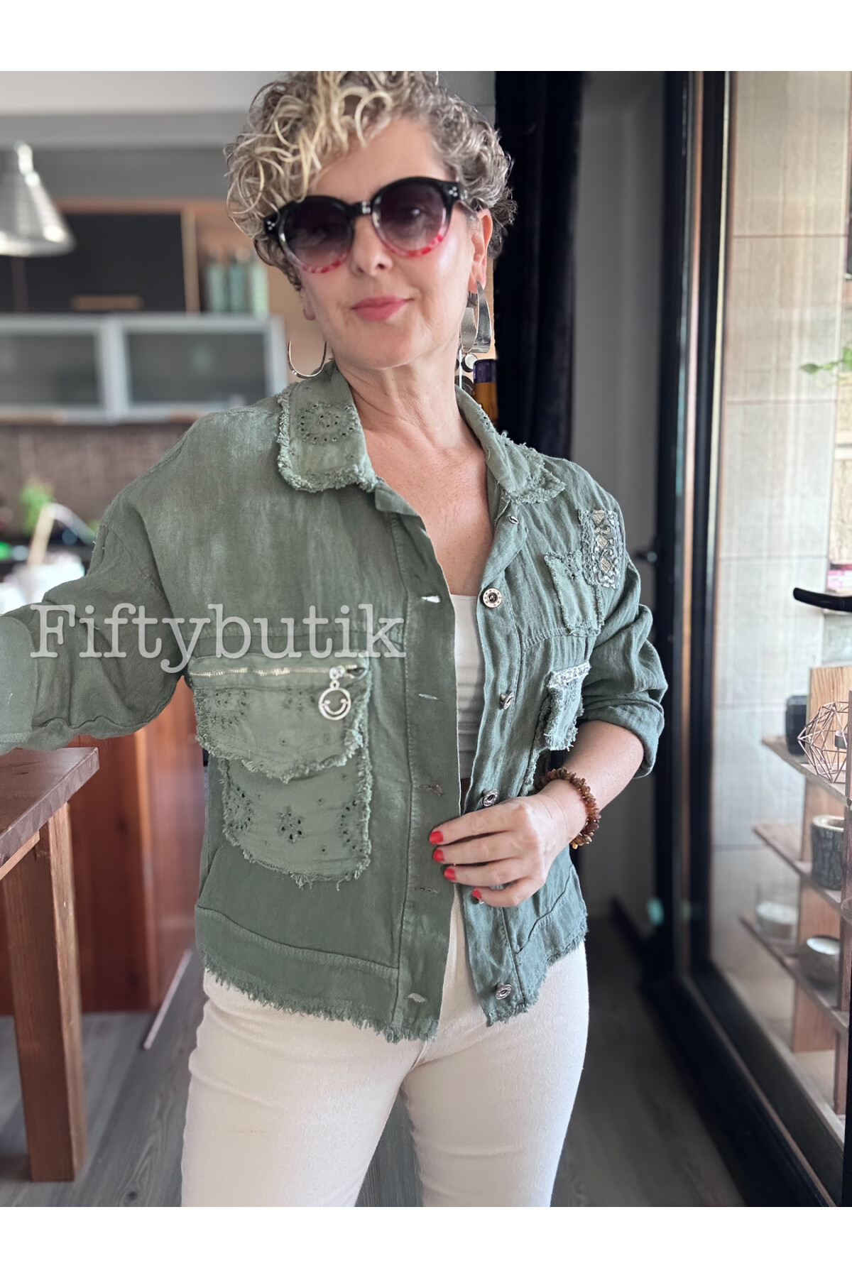 Baffo İtalyan Vip Fermuar Detay Gömlek Ceket Haki