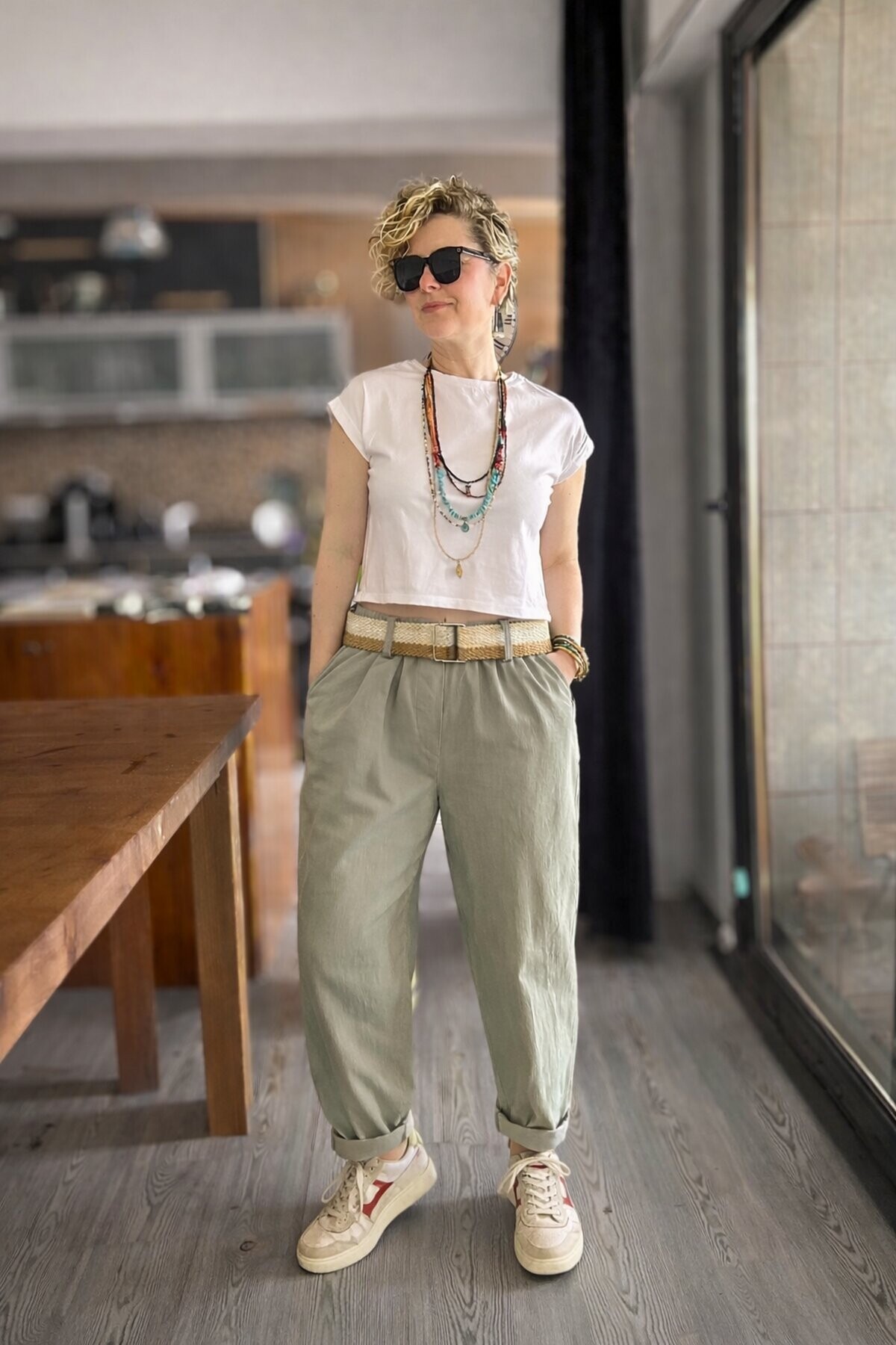 Betty İtalyan Balon Kemerli Pantolon Haki