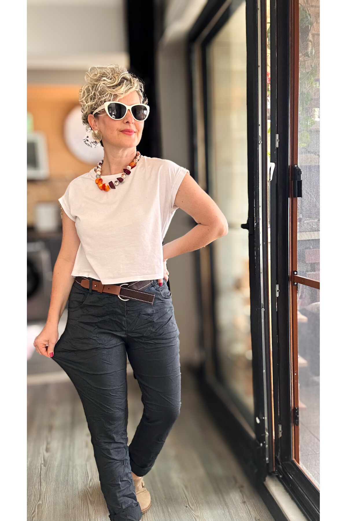 Bisso İtalyan Detay Kemerli Sihirli Pantolon Antrasit