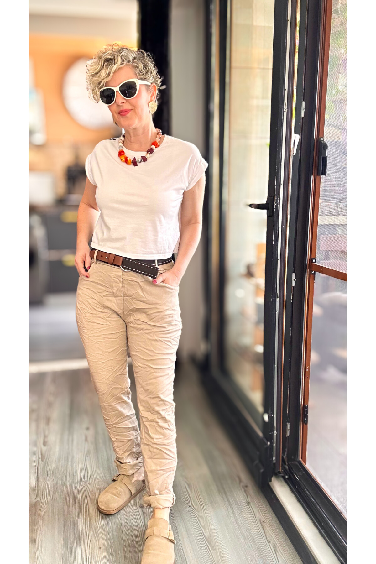 Bisso İtalyan Detay Kemerli Sihirli Pantolon Bej