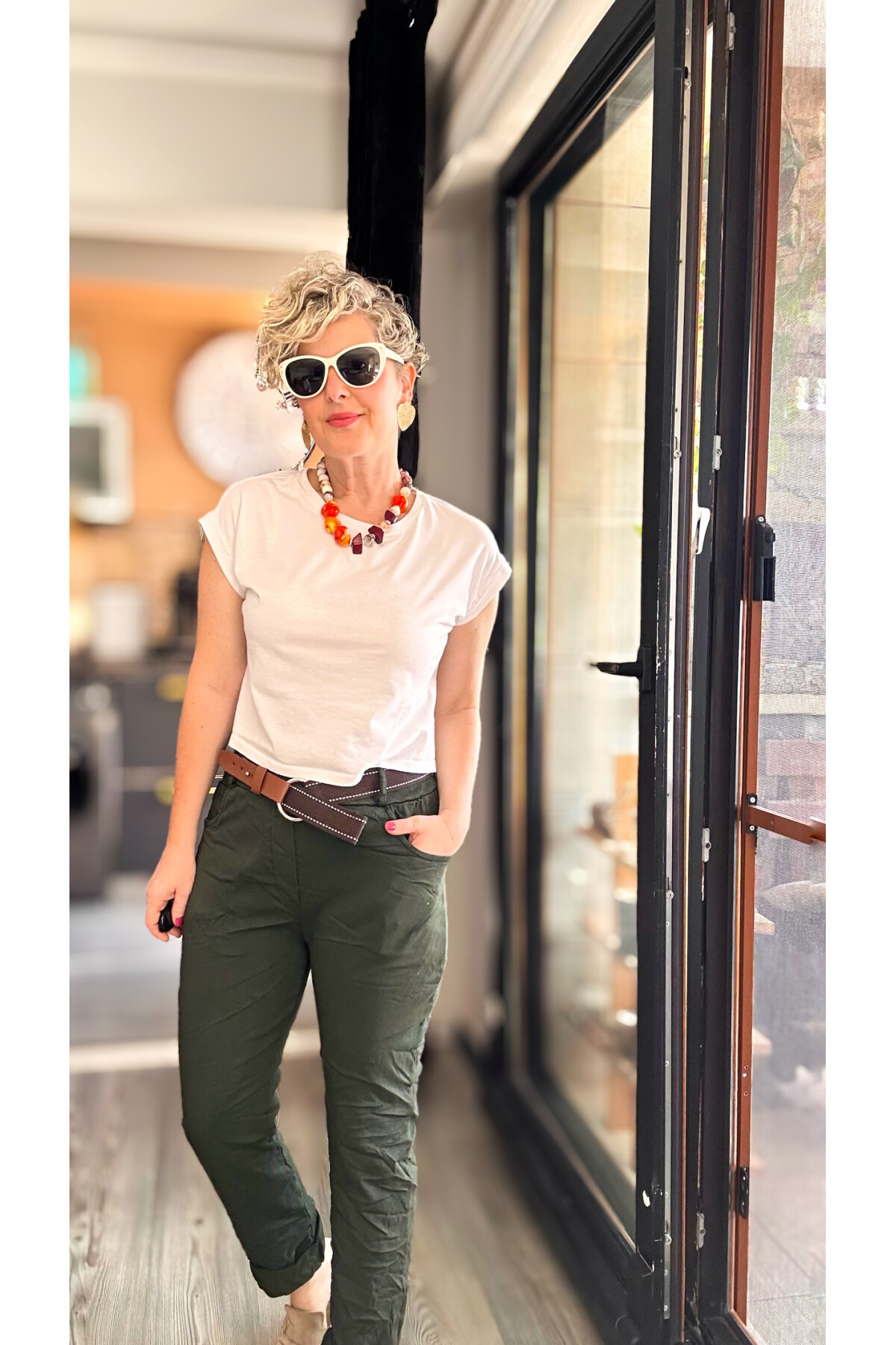 Bisso İtalyan Detay Kemerli Sihirli Pantolon Haki