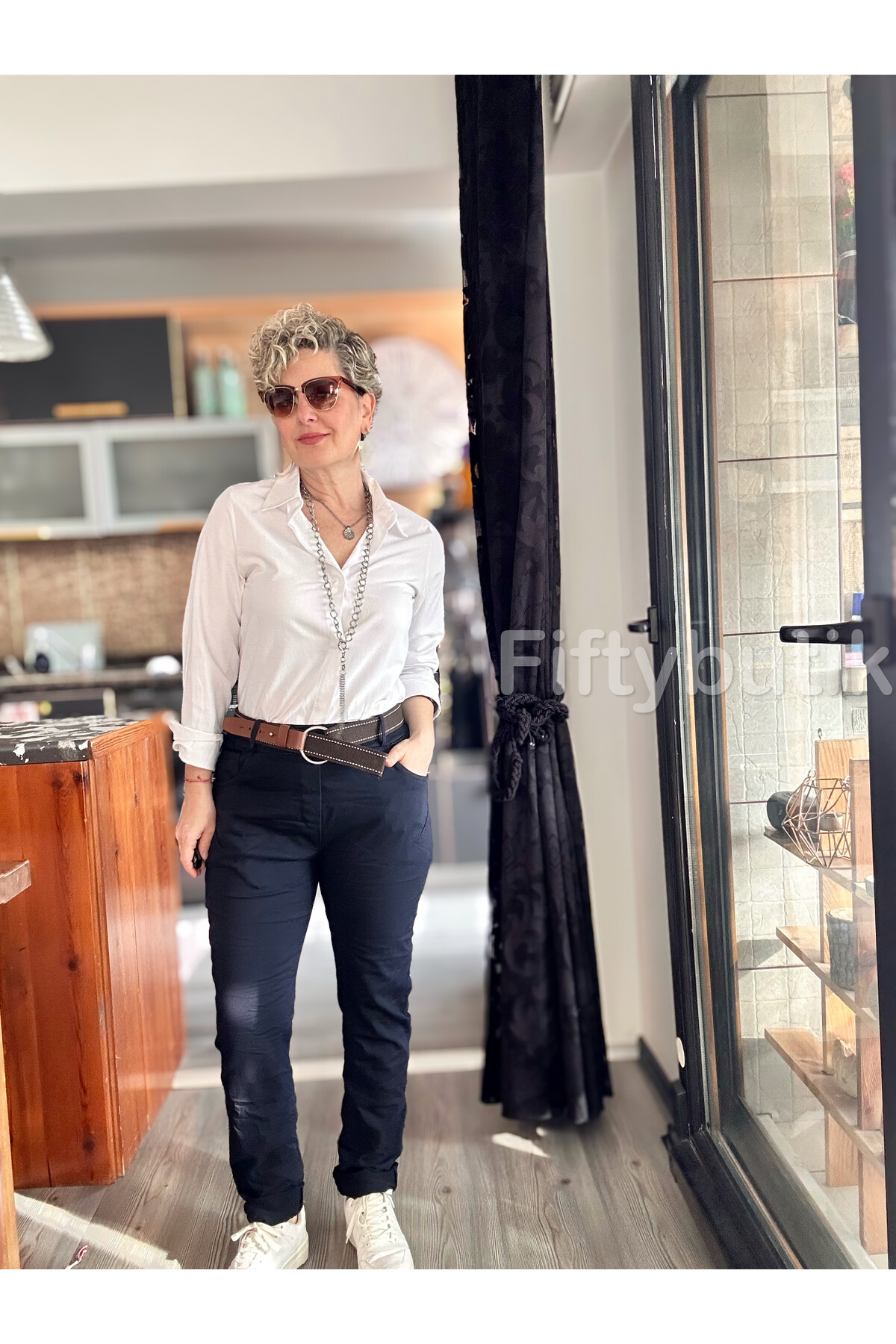 Bisso İtalyan Detay Kemerli Sihirli Pantolon Lacivert