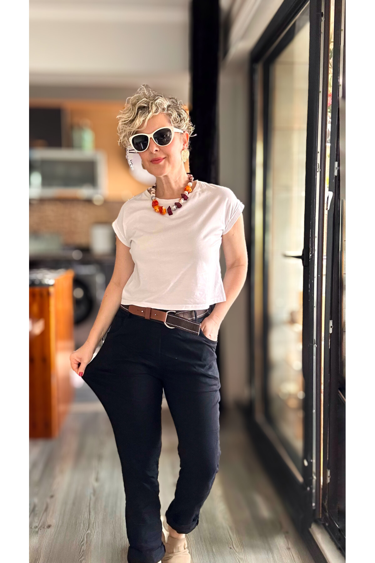 Bisso İtalyan Detay Kemerli Sihirli Pantolon Siyah