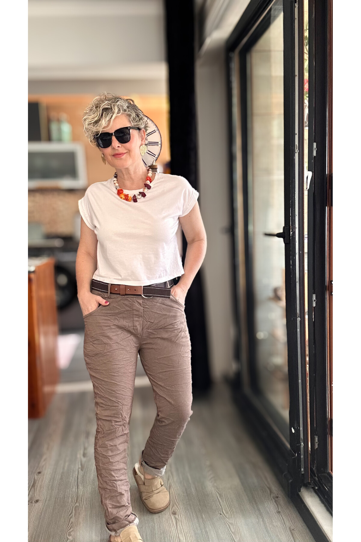 Bisso İtalyan Detay Kemerli Sihirli Pantolon Vizon