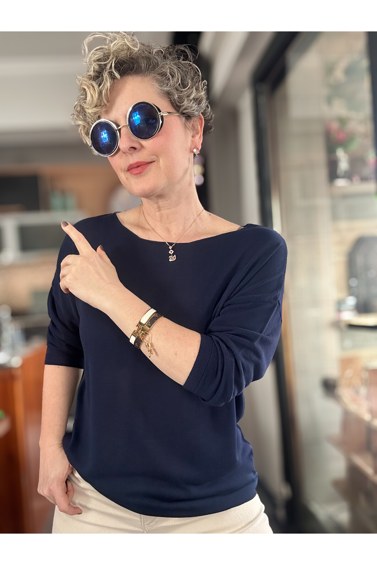 Cuppa Yuvarlak Yaka Mevsimlik Lacivert Basic Triko