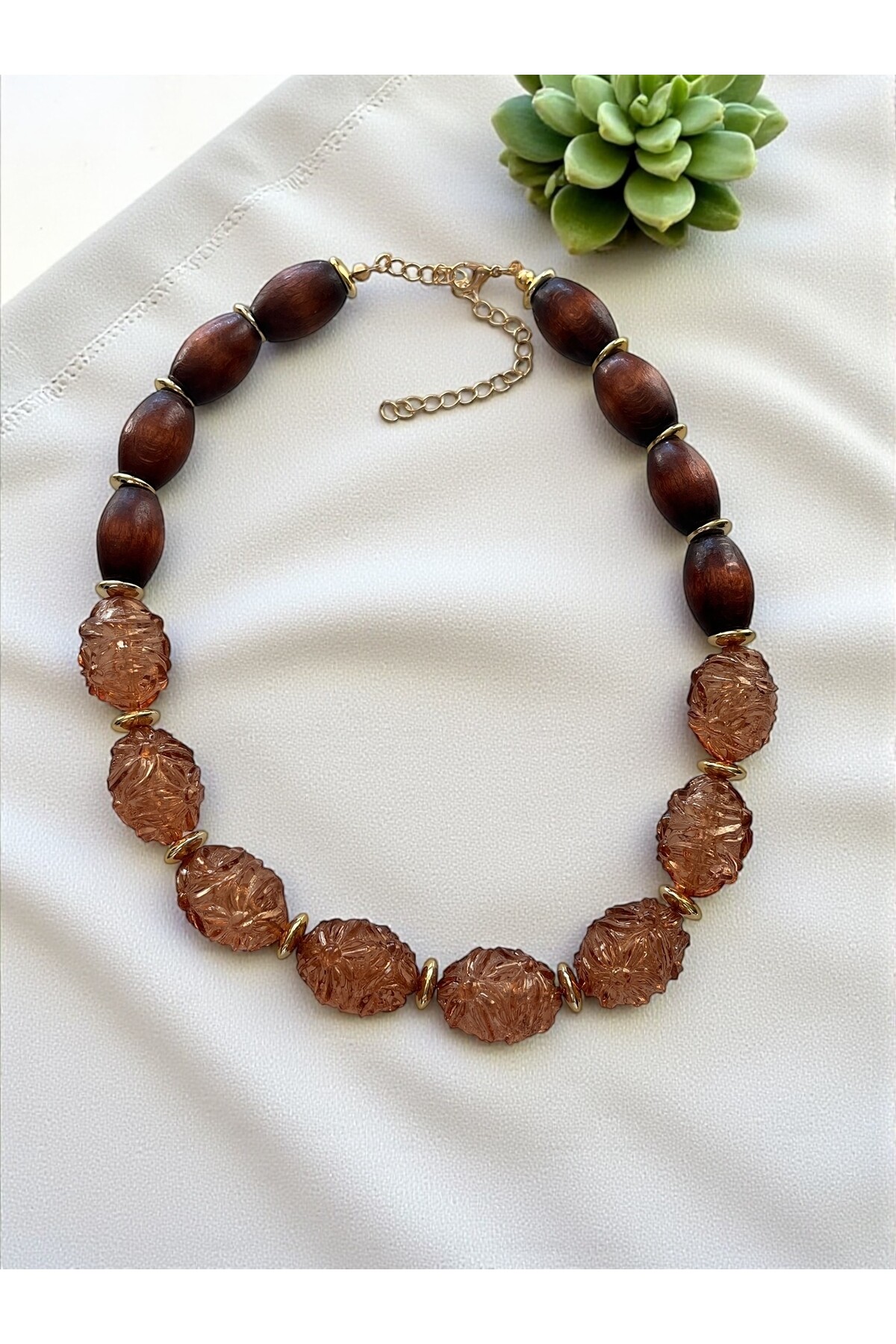 Elva Tahta Boncuk Etnik Kolye