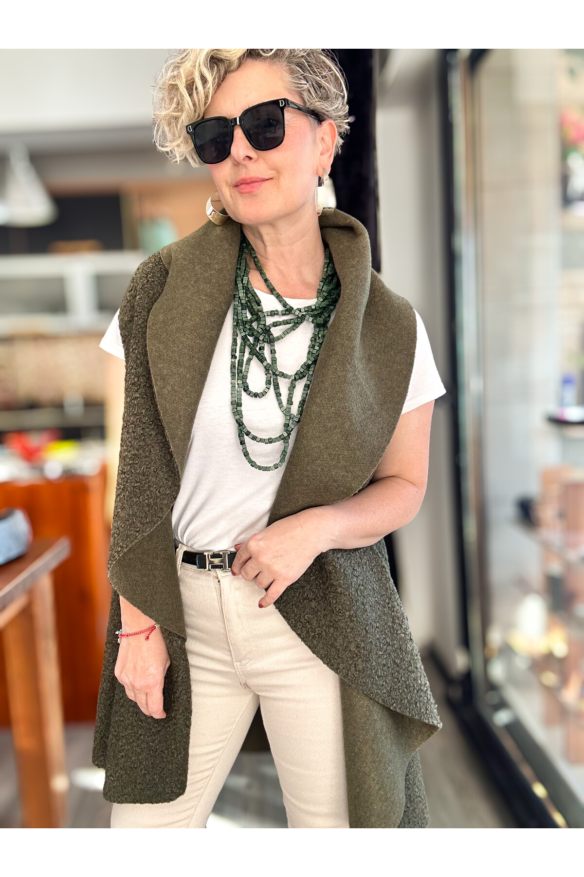 Esque İtalyan Buklet Yelek Haki