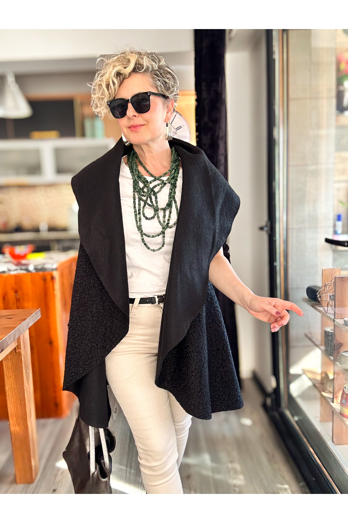 Esque İtalyan Buklet Yelek Siyah