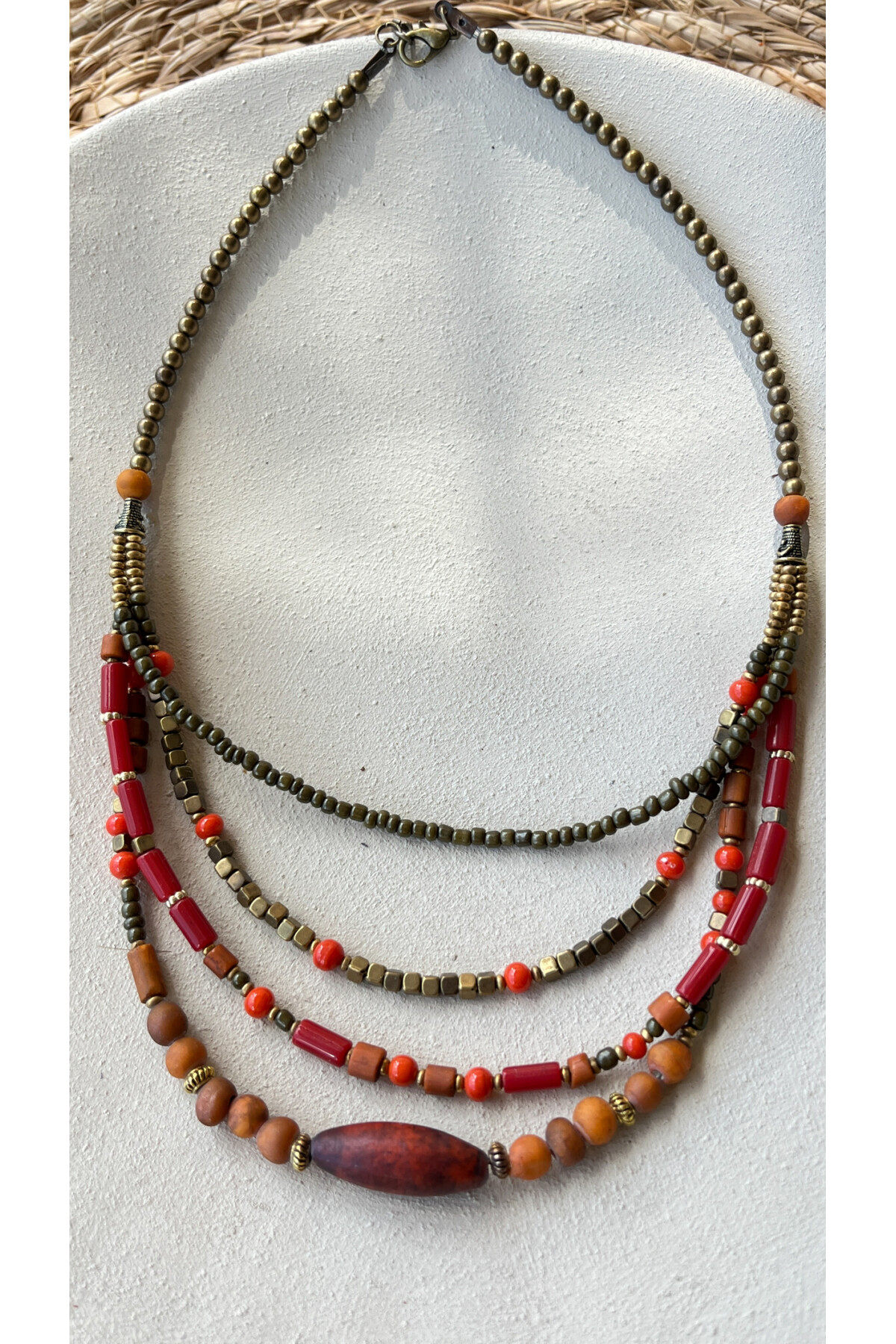 Euphoria Pirinç Cam Etnik Kolye