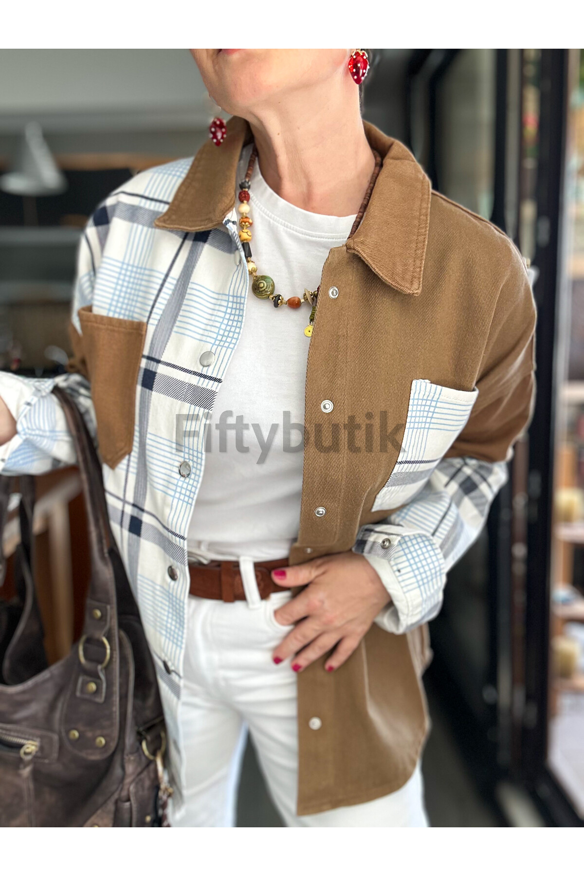 Fortes Tasarım Ekose Gabardin Gömlek Ceket