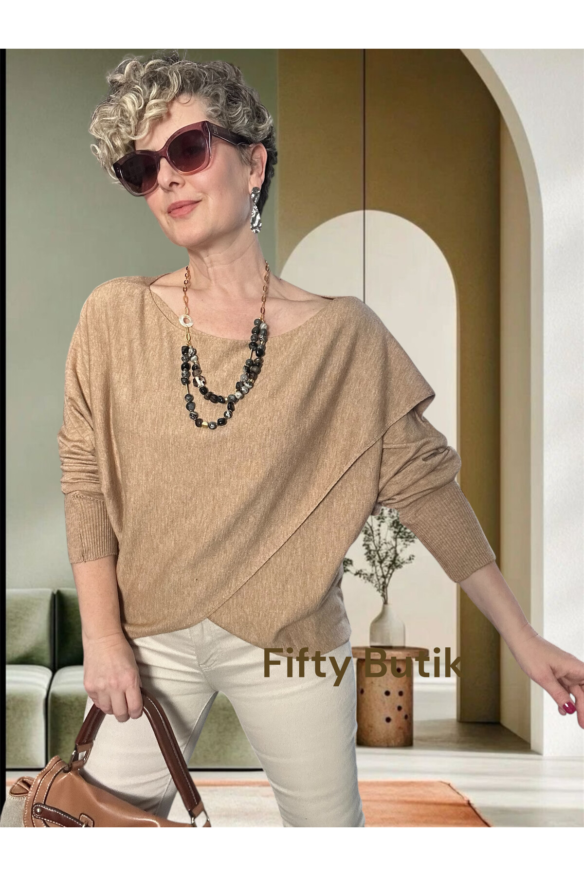 Fulle Tasarım Çapraz Triko Vizon