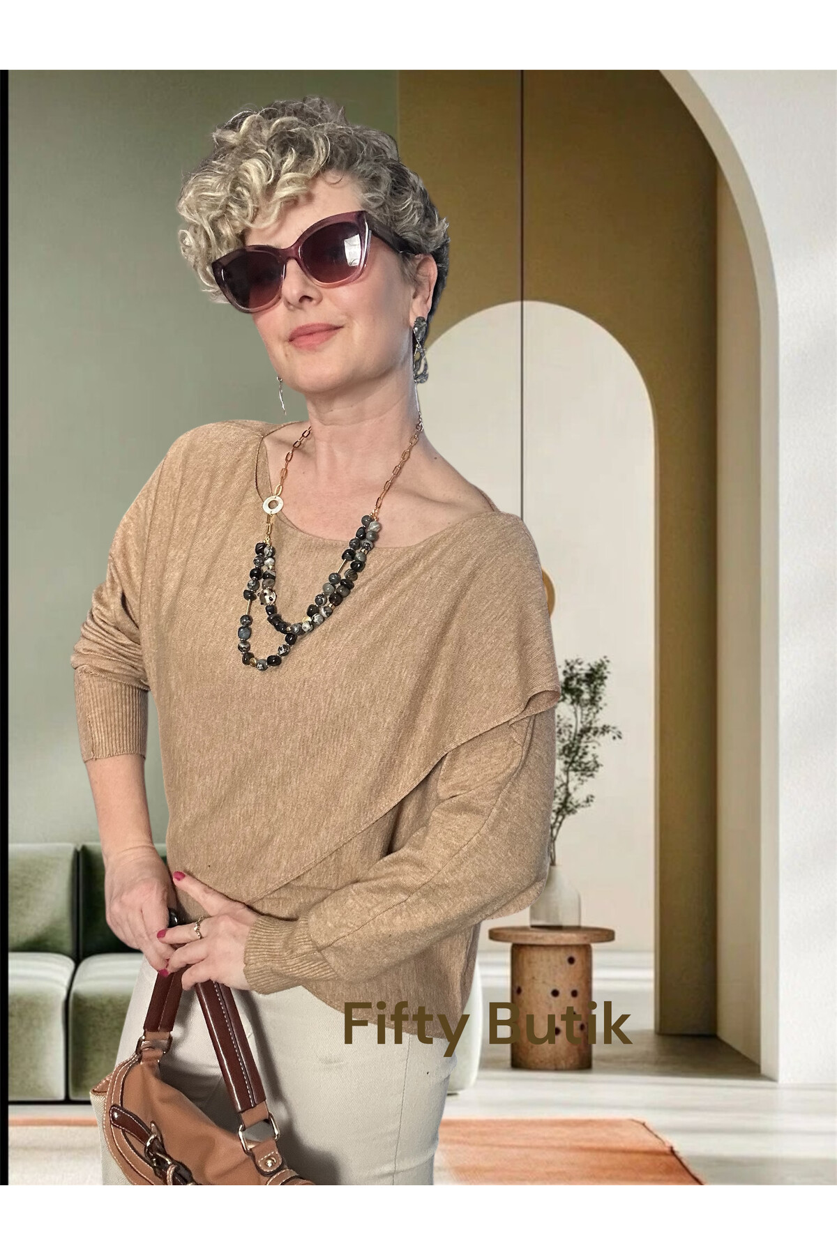 Fulle Tasarım Çapraz Triko Vizon