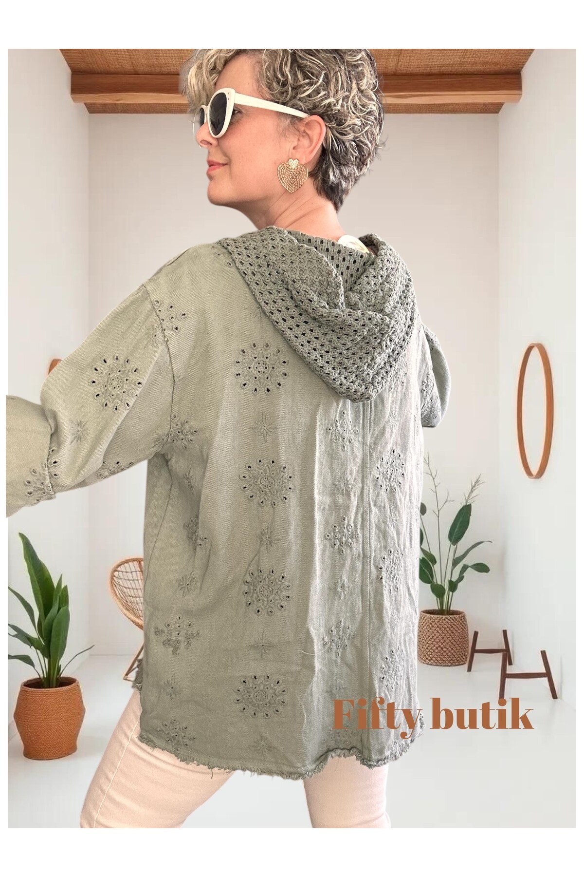 Galli İtalyan Asimetrik Cep Kapşonlu Ceket Haki