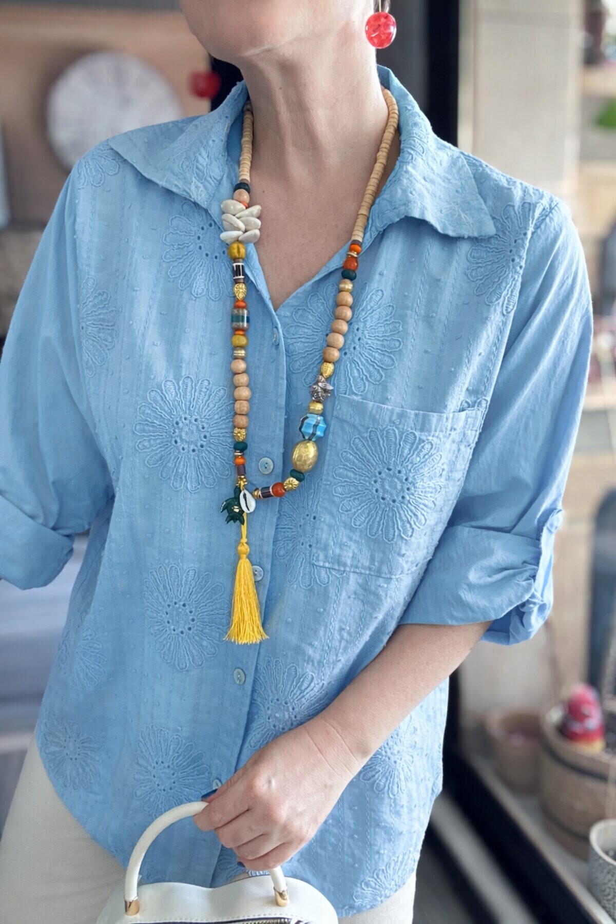 Gesso İtalyan Çiçek Fisto Detay Gömlek Bebe Mavi