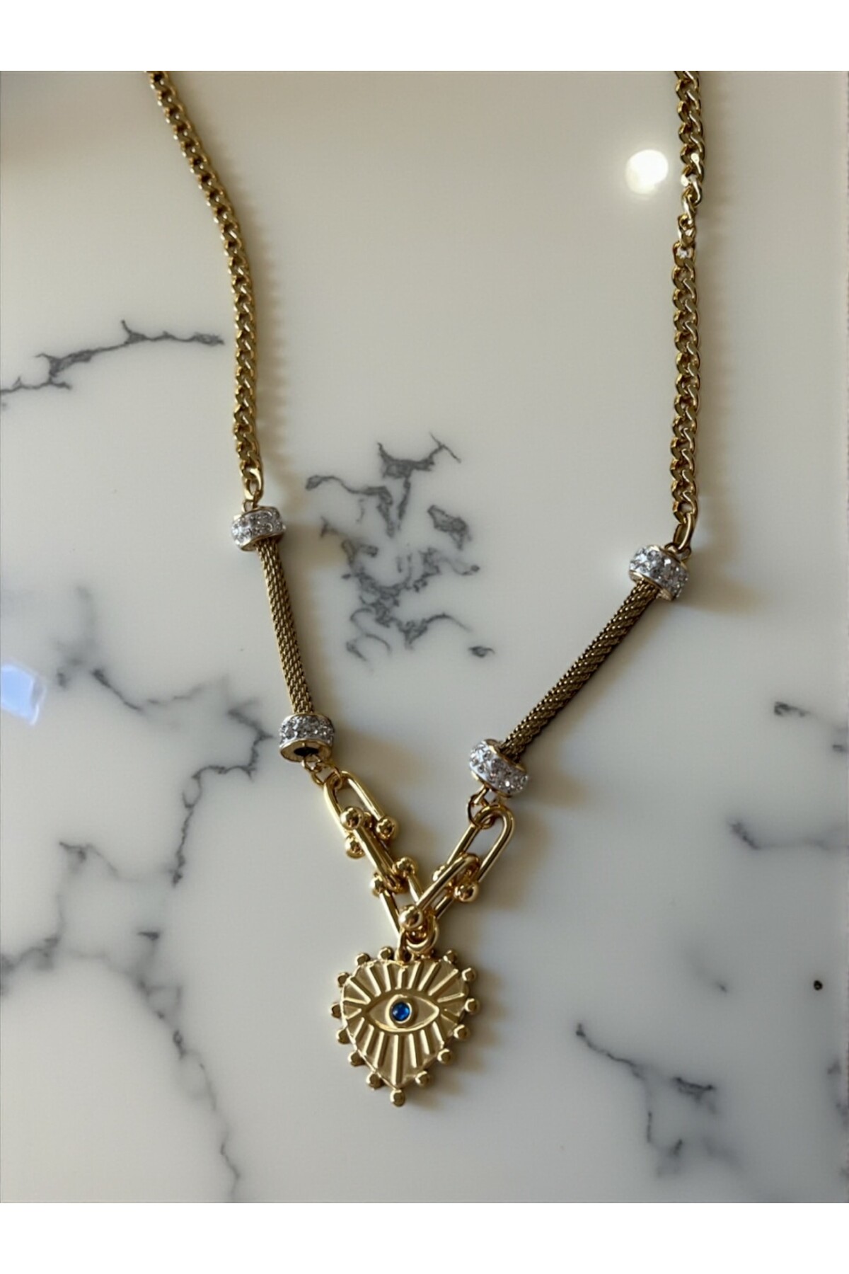 Heart Eye Gold Kolye