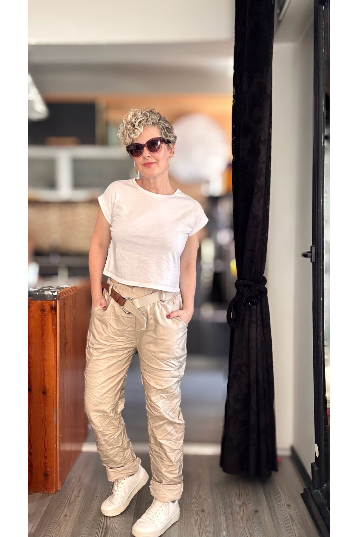 Lacco İtalyan Kemerli Deri Pantolon Bej