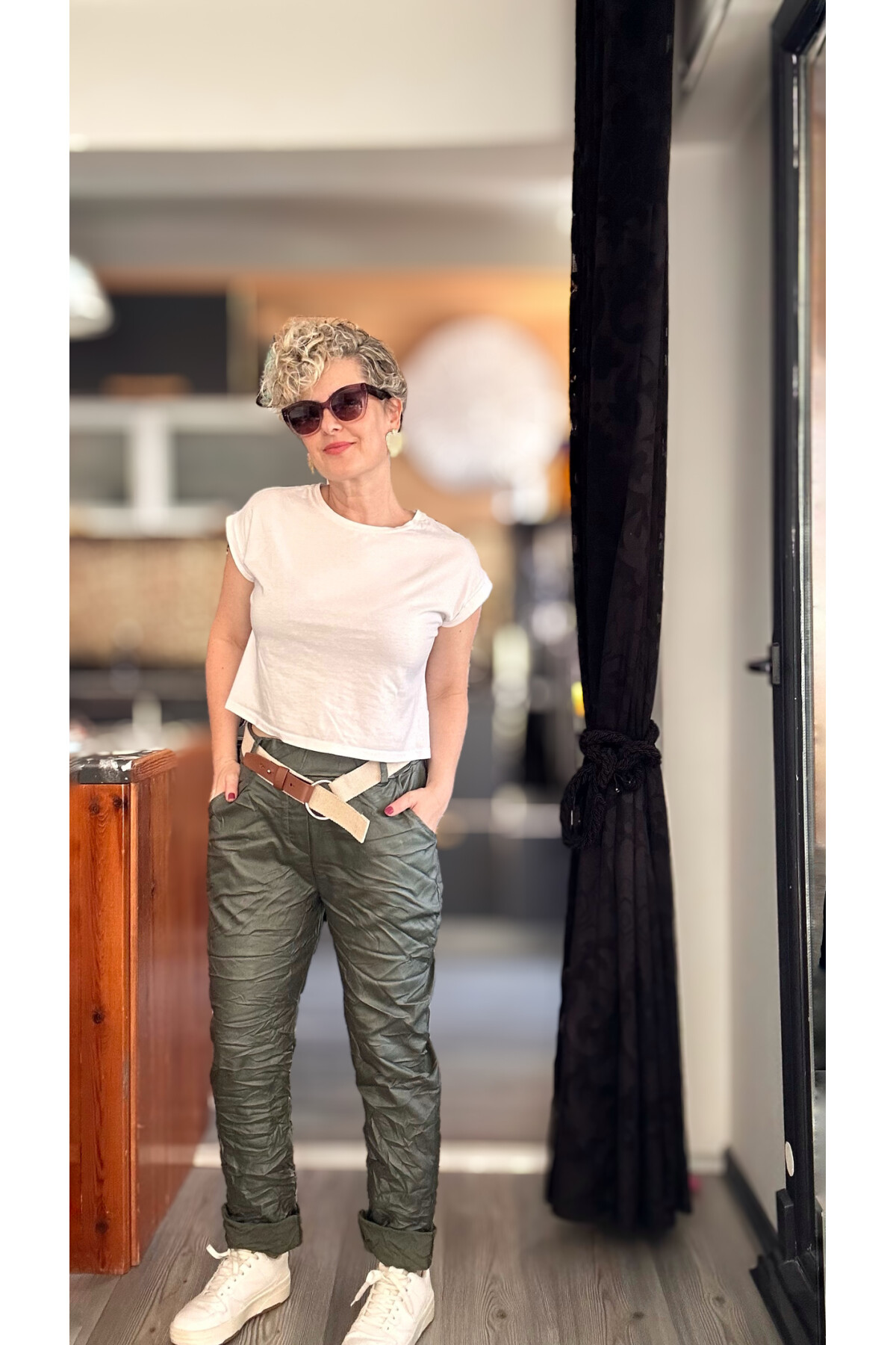 Lacco İtalyan Kemerli Deri Pantolon Haki