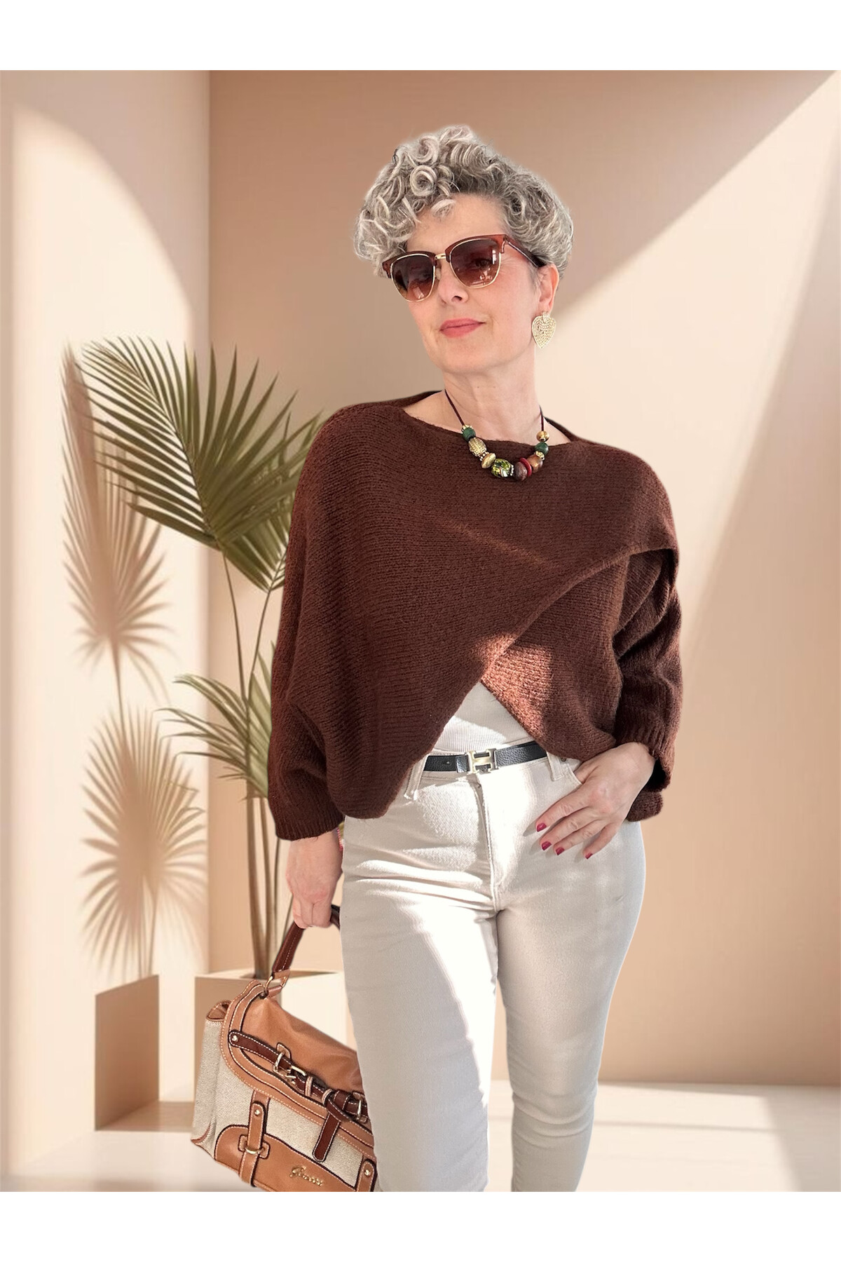 Lasso Tasarım Çapraz Triko Kahve