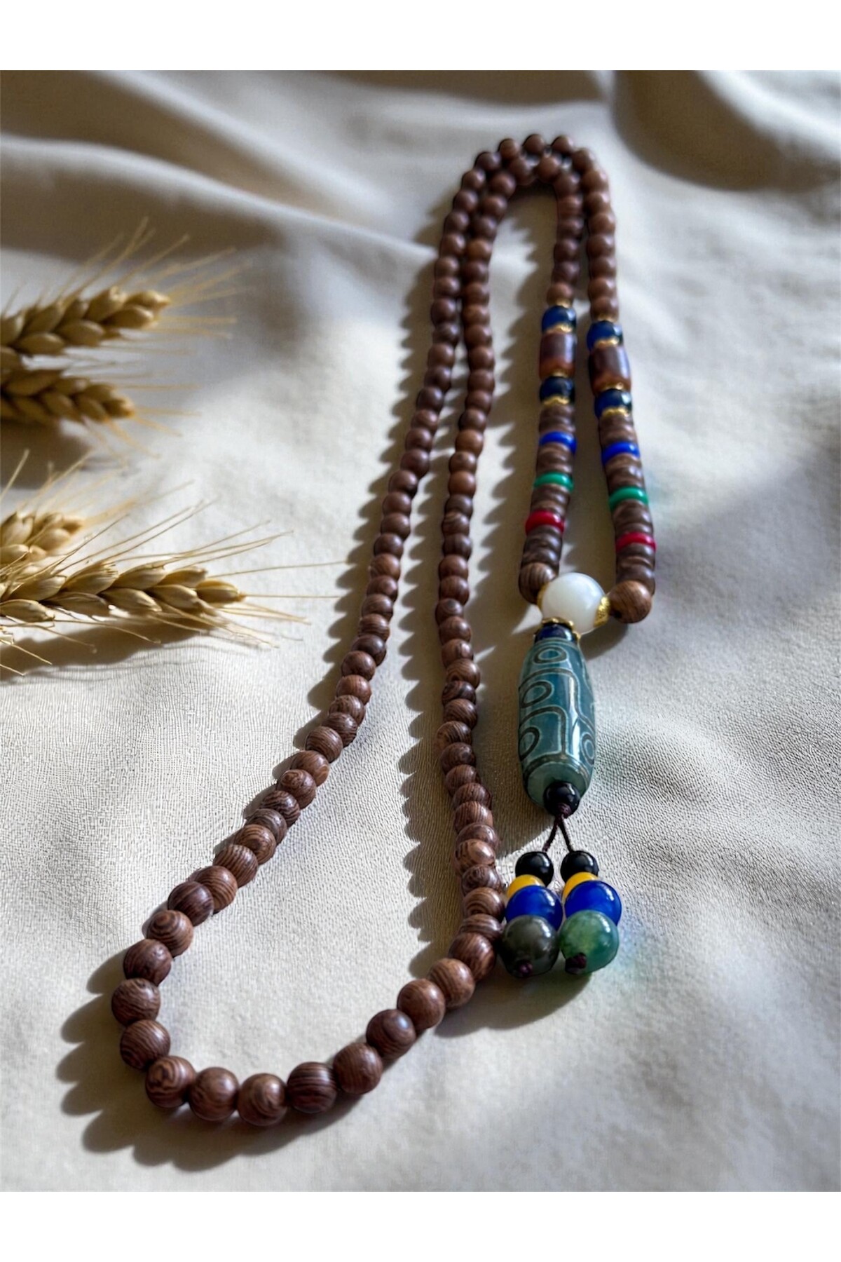 Letis Doğal Taş Etnik Bambu Kolye