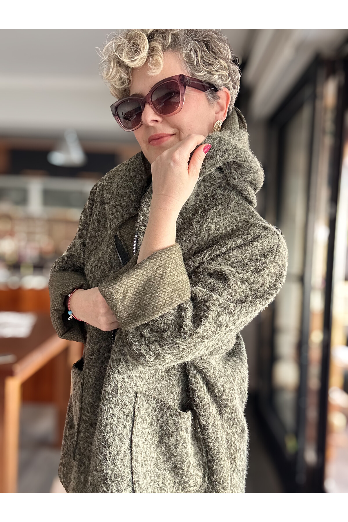 Lilly İtalyan Booklet Kapşonlu Fermuarlı Mont Haki Yeşil