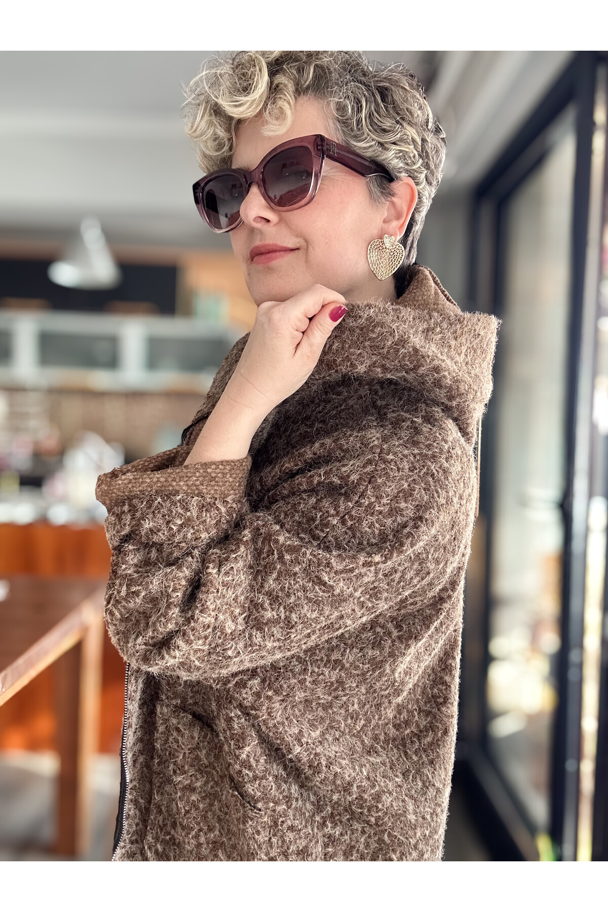 Lilly İtalyan Booklet Kapşonlu Fermuarlı Mont Kahve