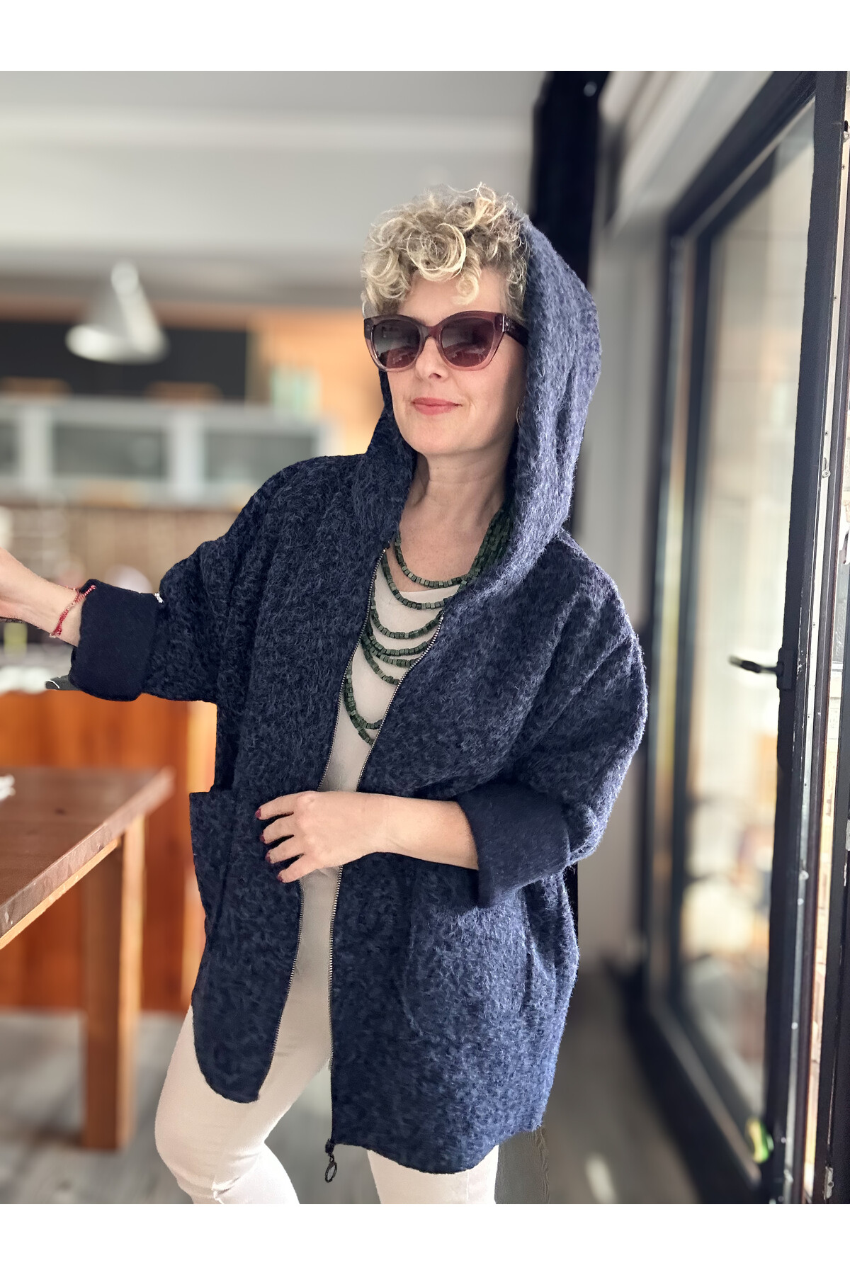 Lilly İtalyan Booklet Kapşonlu Fermuarlı Mont Lacivert