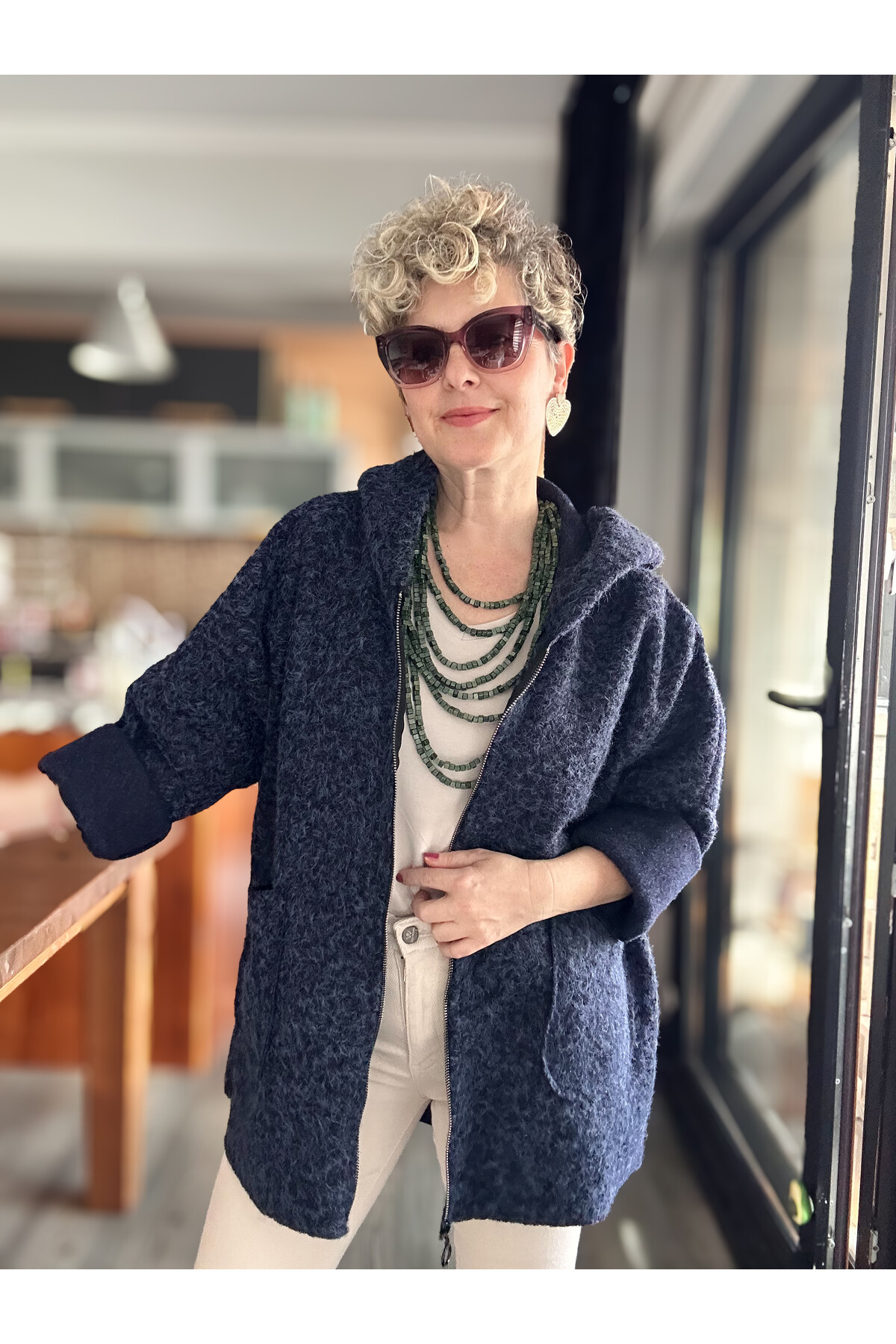 Lilly İtalyan Booklet Kapşonlu Fermuarlı Mont Lacivert