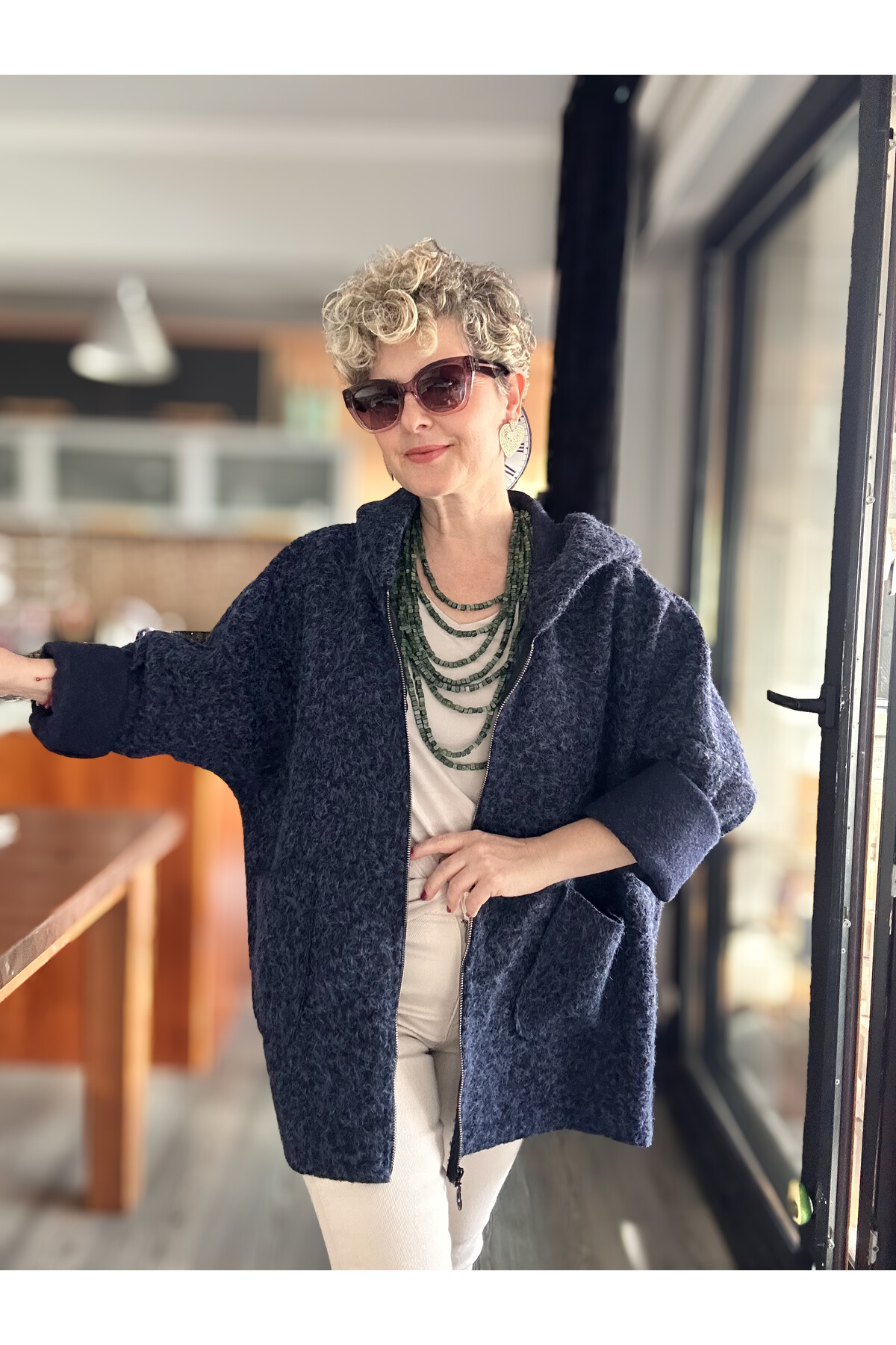 Lilly İtalyan Booklet Kapşonlu Fermuarlı Mont Lacivert