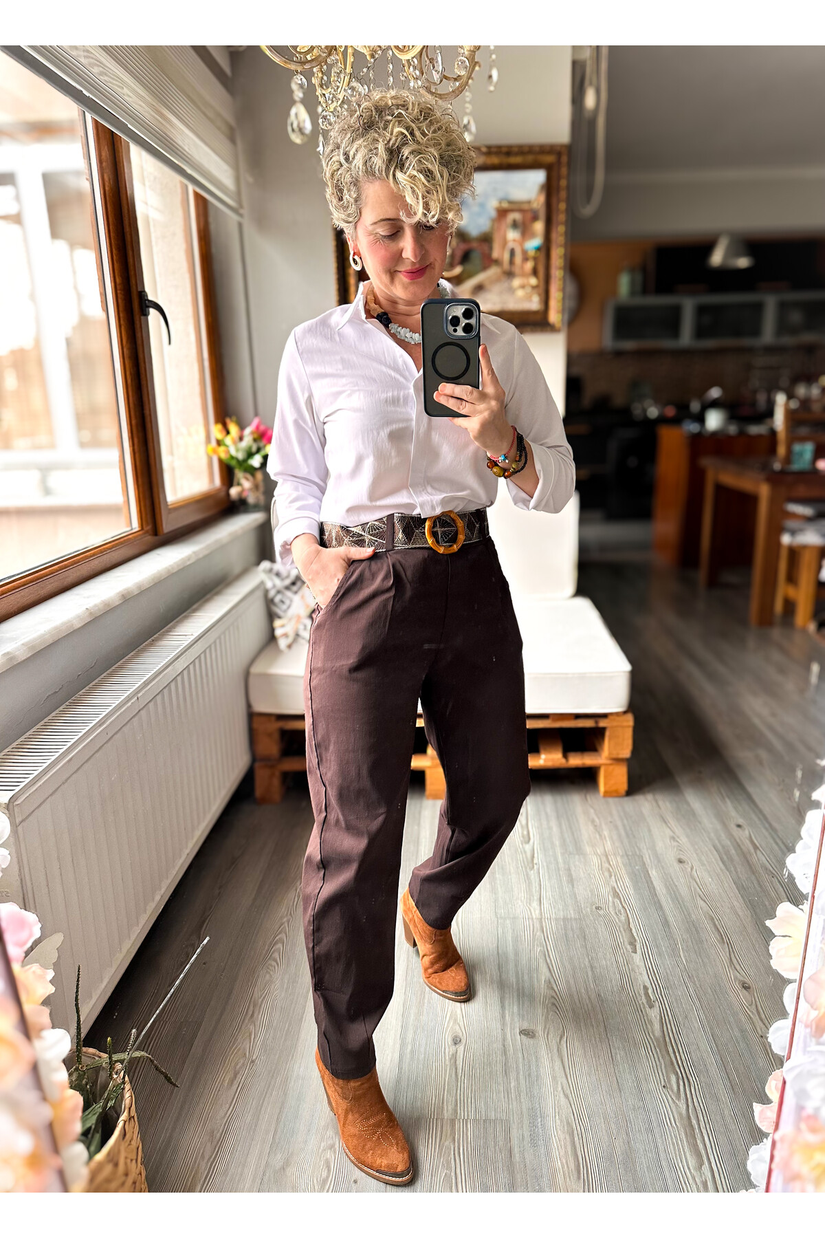 Livros İtalyan Kemer Detay Pantolon Kahverengi