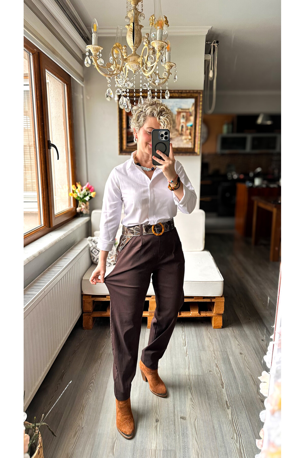 Livros İtalyan Kemer Detay Pantolon Kahverengi