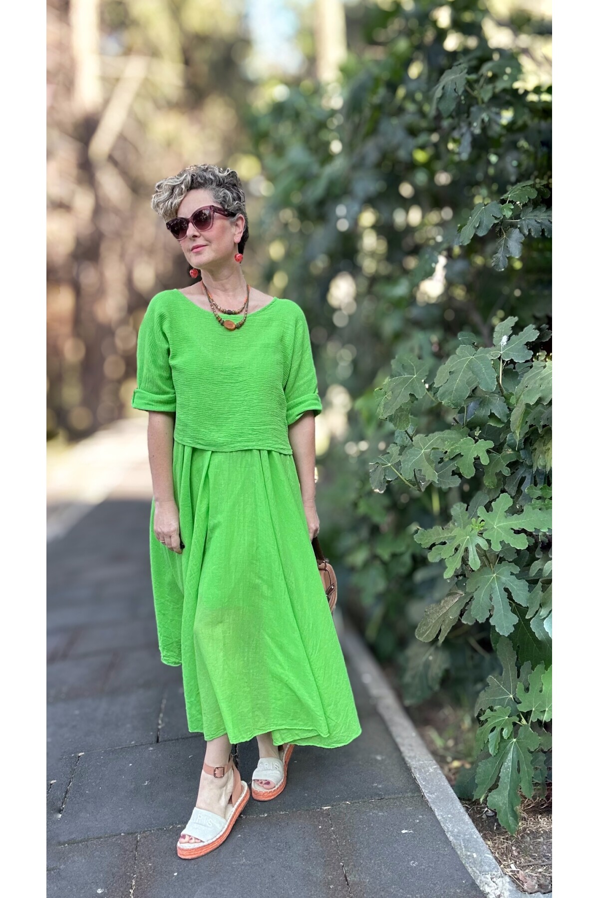 Lukka İtalyan İkili Takım Tasarım Elbise Neon Yeşil