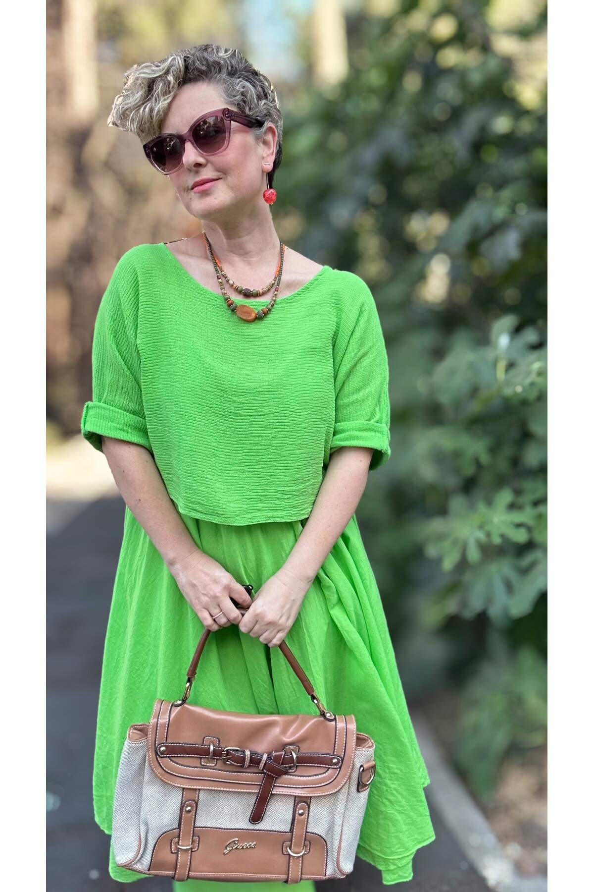 Lukka İtalyan İkili Takım Tasarım Elbise Neon Yeşil