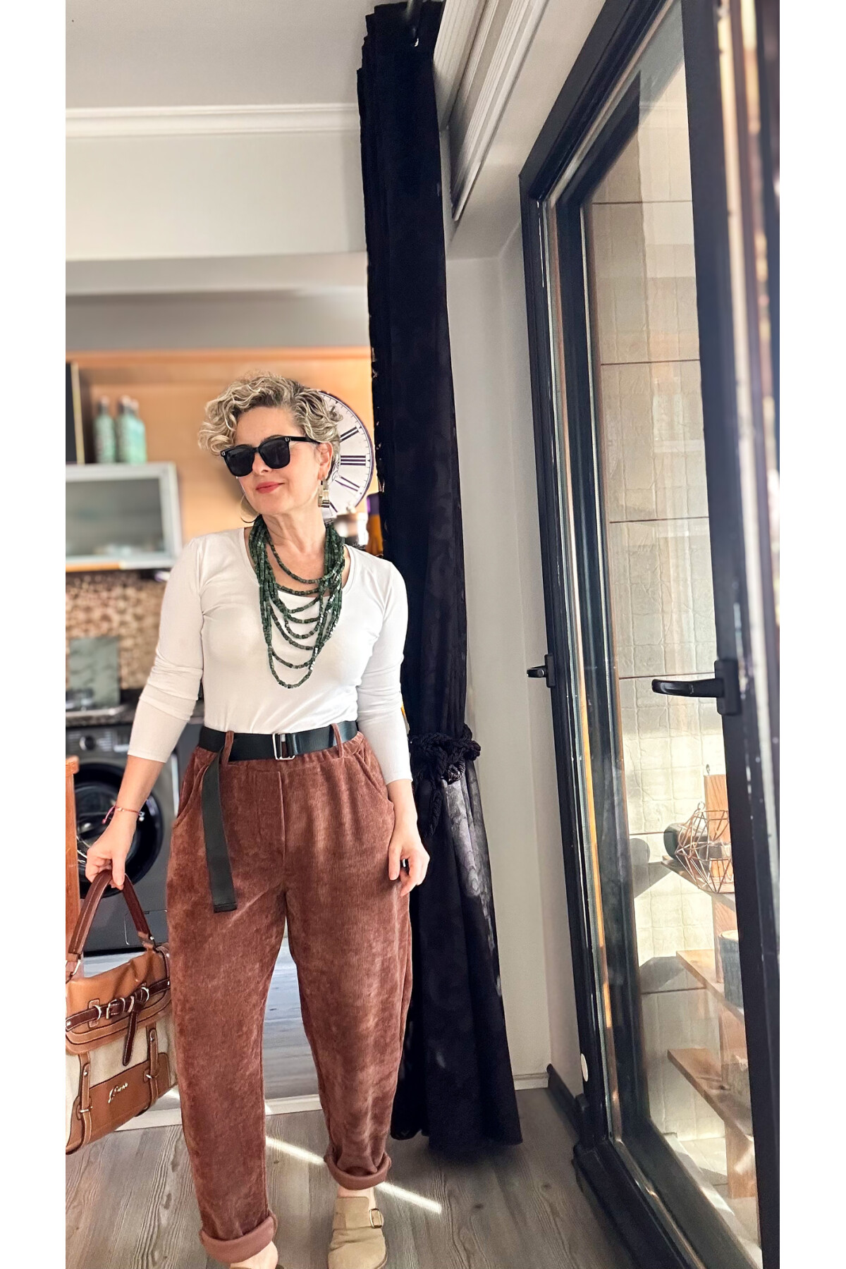 Luppo İtalyan Şönil Kemerli Havuç Pantolon Kahve