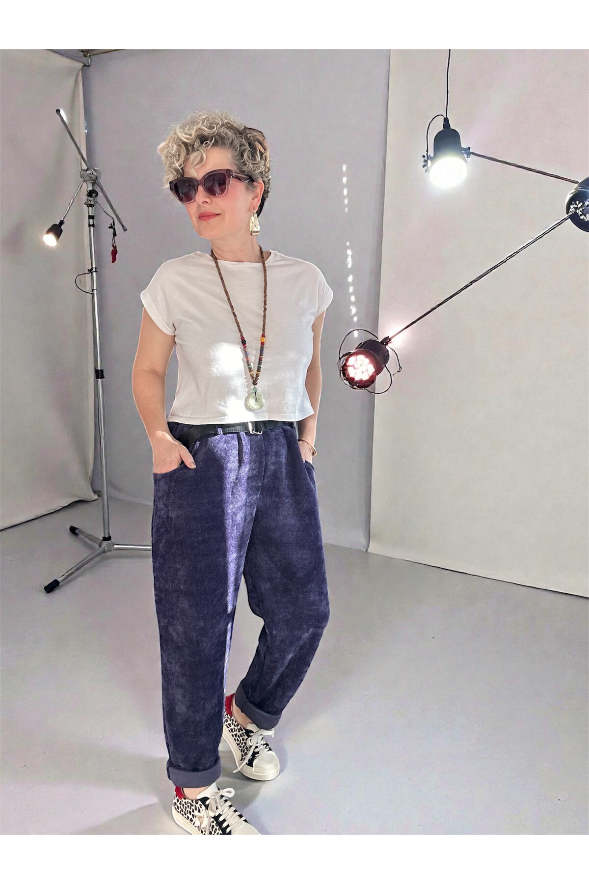 Luppo İtalyan Şönil Kemerli Havuç Pantolon Navy