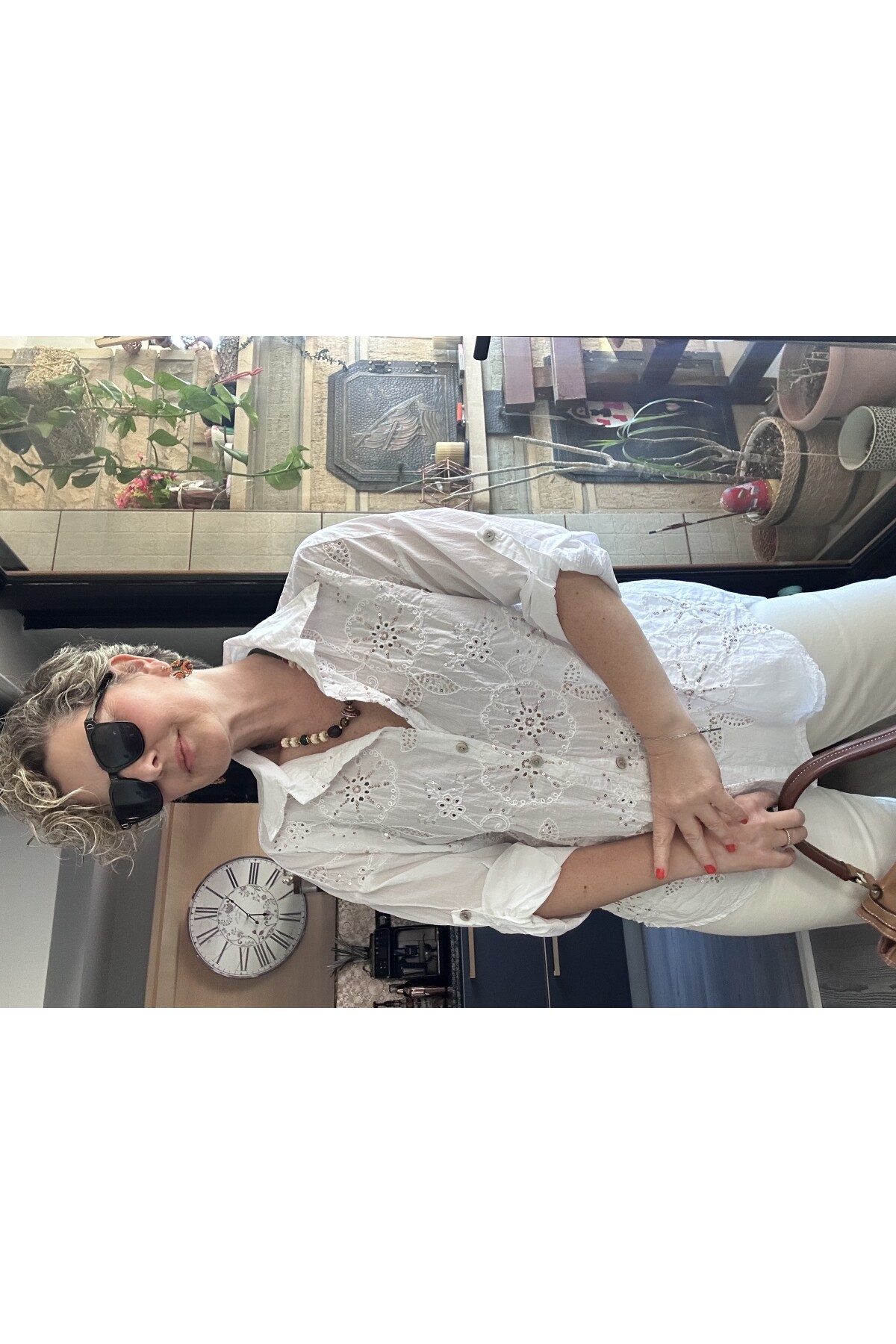 Melly İtalyan Fisto Pul Detay Gömlek Beyaz