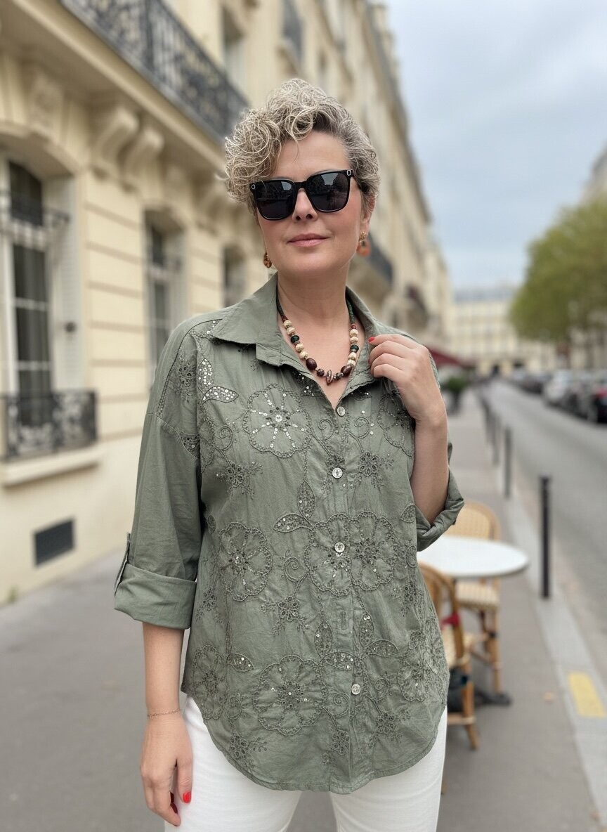 Melly İtalyan Fisto Pul Detay Gömlek Haki