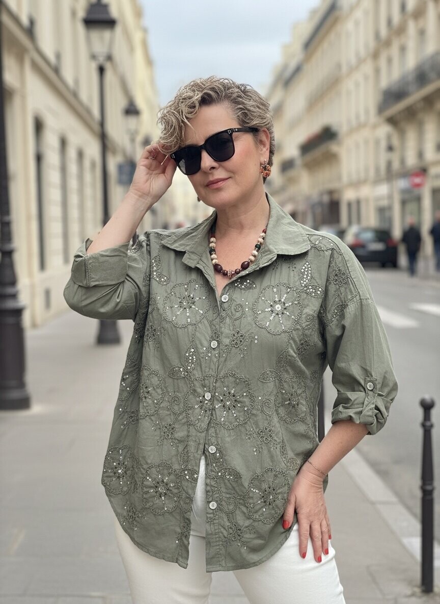 Melly İtalyan Fisto Pul Detay Gömlek Haki